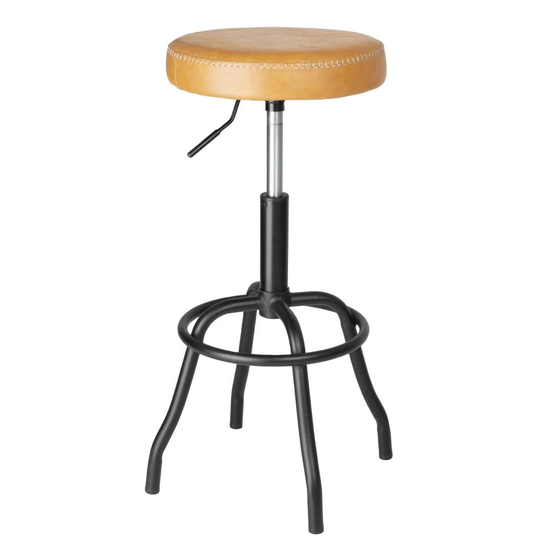 Bolero Brooklyn PU High Bar Stool in Caramel - Modern Counter Height Bar Stools for Kitchen Island, Breakfast Nook & Home Bar Decor