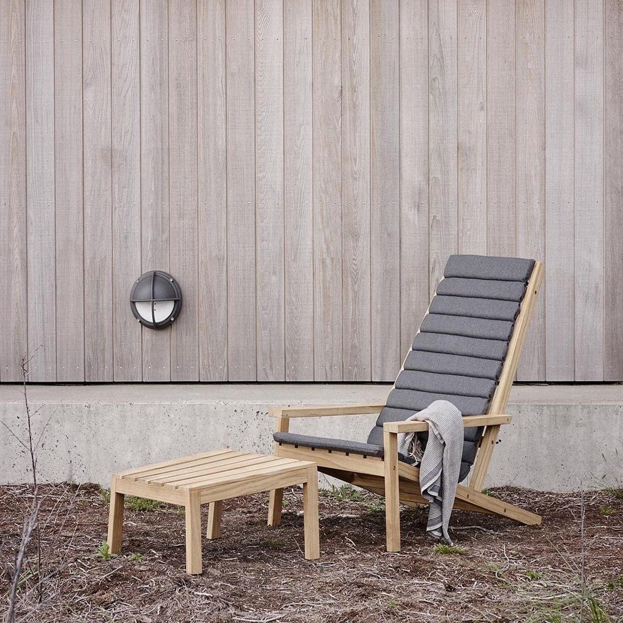 Between Lines Deck Lounge Chair - Waterproof Outdoor Patio Furniture for Poolside, Beach, and Garden Relaxation