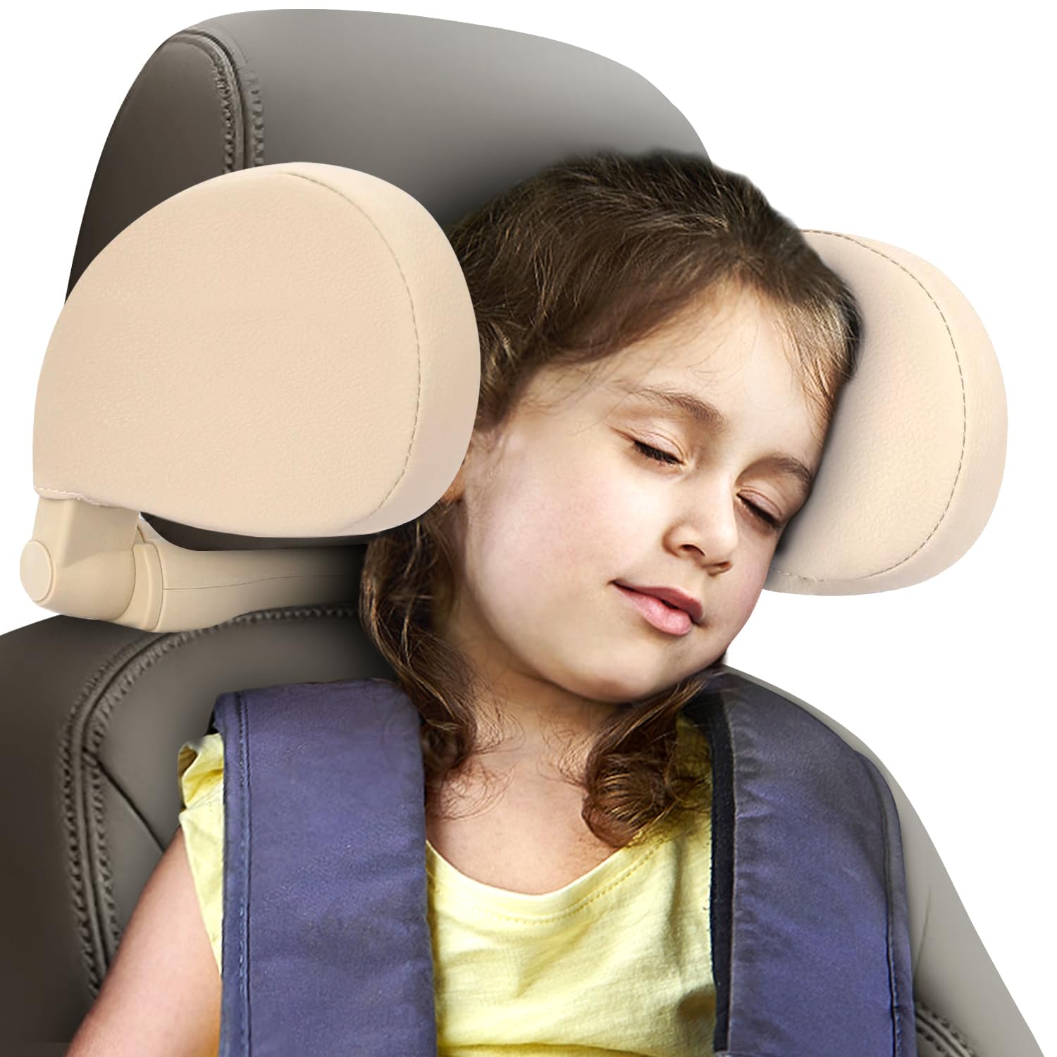 Comfortable Car Headrest Pillow for Neck & Shoulder Support - Travel Sleep Pillow for Kids, Adults & Seniors - Perfect for Long Road Trips & Airplane Travel