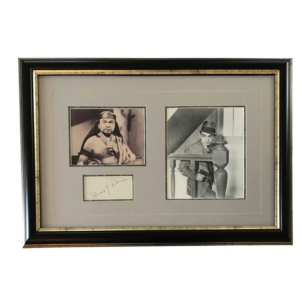 Edward G. Robinson Signed 8x10 Photo Framed Collage with JSA COA - Authentic Hollywood Autograph for Movie Memorabilia Collectors & Classic Film Fans