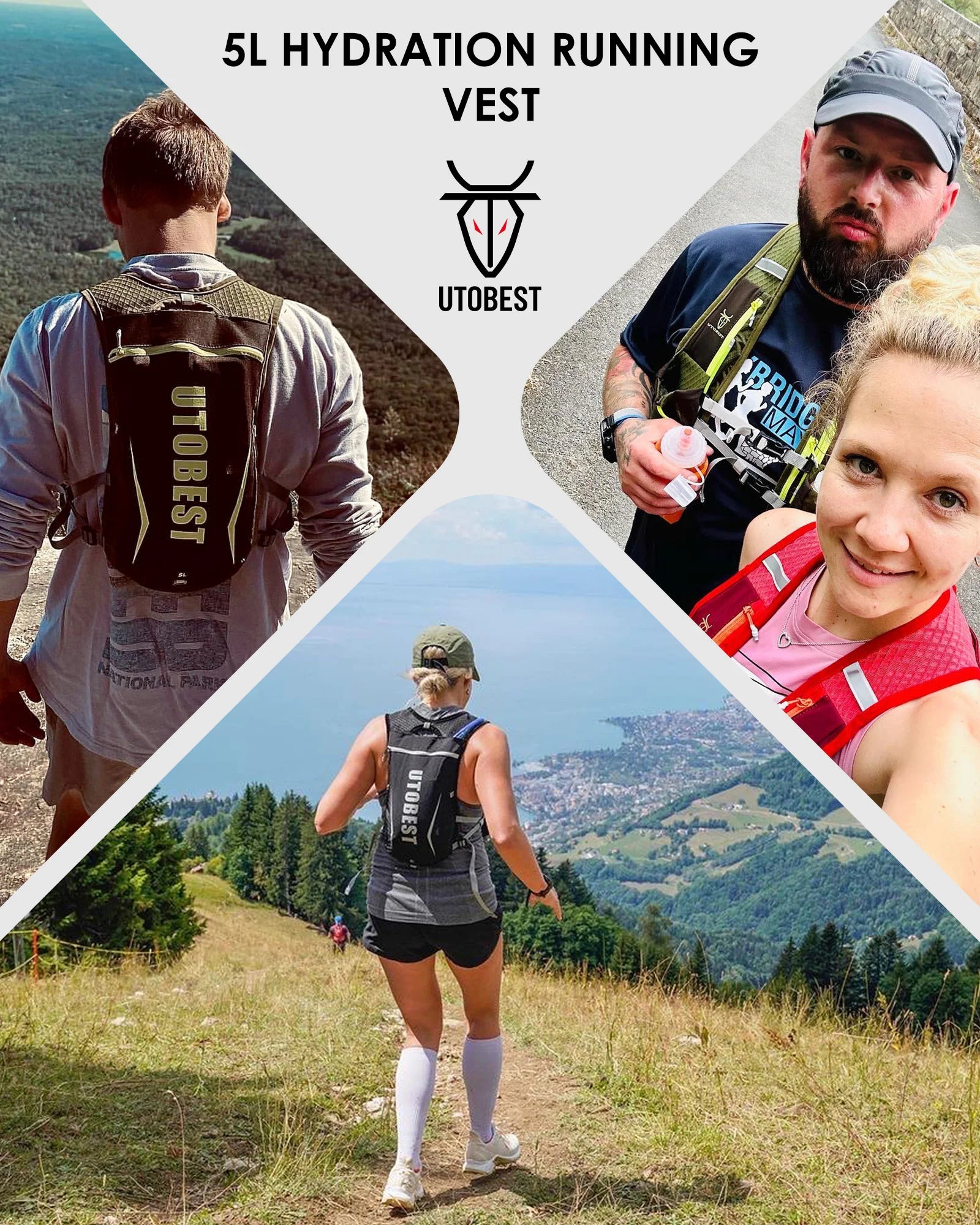 UTOBEST 5L Ultra Lightweight Hydration Vest Pack - Trail Running Backpack with 1.5L Water Bladder for Marathon, Hiking, Cycling & Outdoor Adventures | Perfect for Runners, Bikers & Hikers