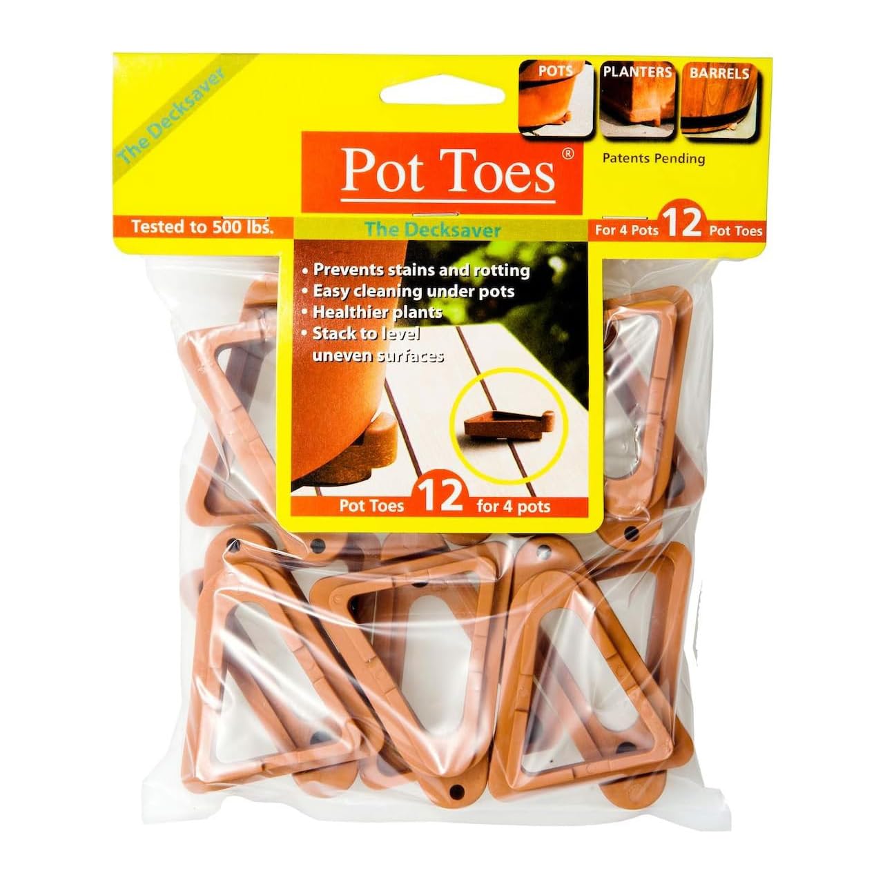 Bosmere 12-Pack Terra Cotta Plant Pot Risers - Prevent Stains & Rot on Wood, Cement & Tile Surfaces | Indoor/Outdoor Flower Pot Stands for Decks, Patios & Windowsills