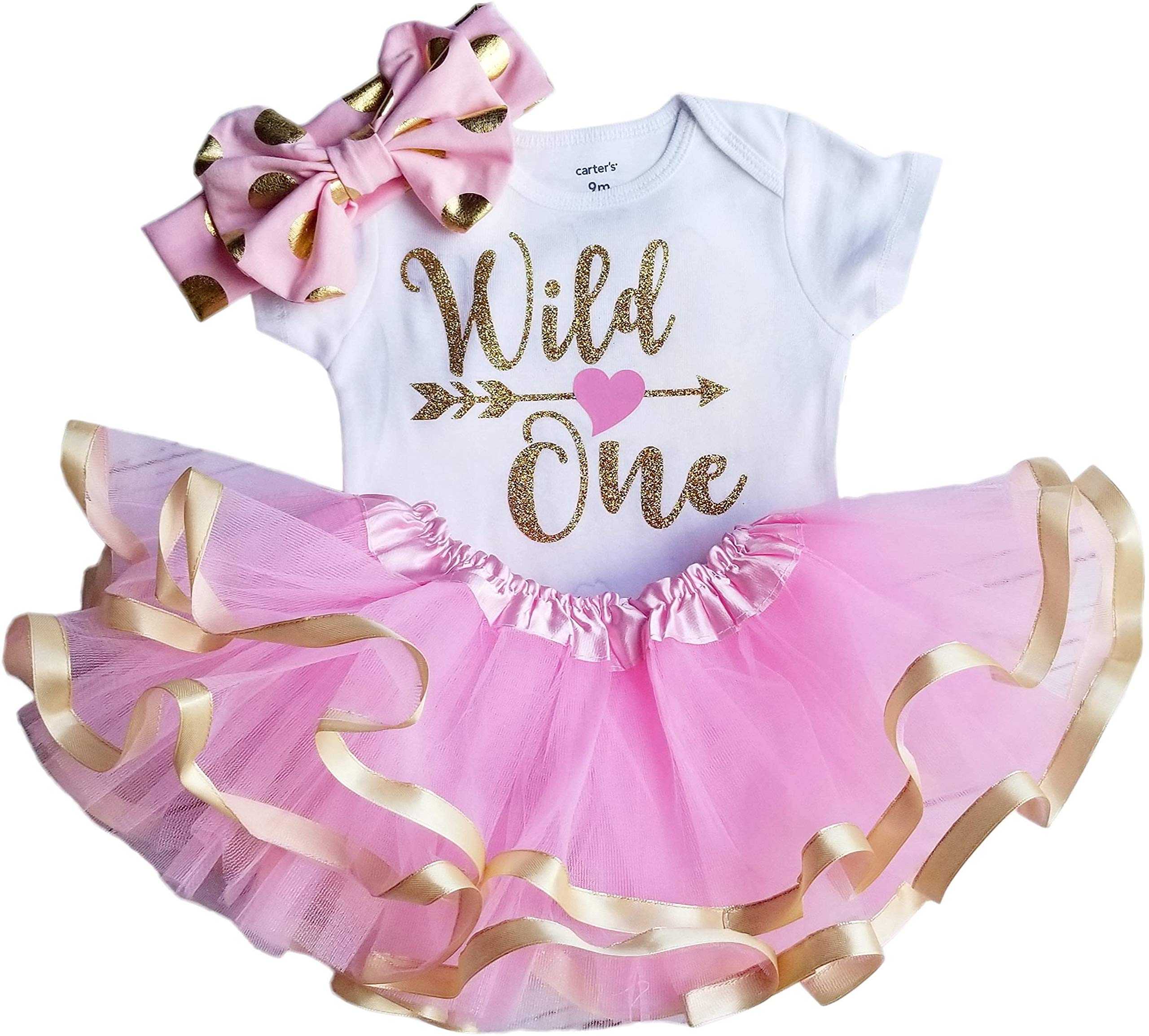 Luke and Lulu Wild One 1st Birthday Outfit for Girls - Leopard Print & Pink Gold Tutu Dress - Perfect for First Birthday Photos, Party Celebrations & Special Occasions