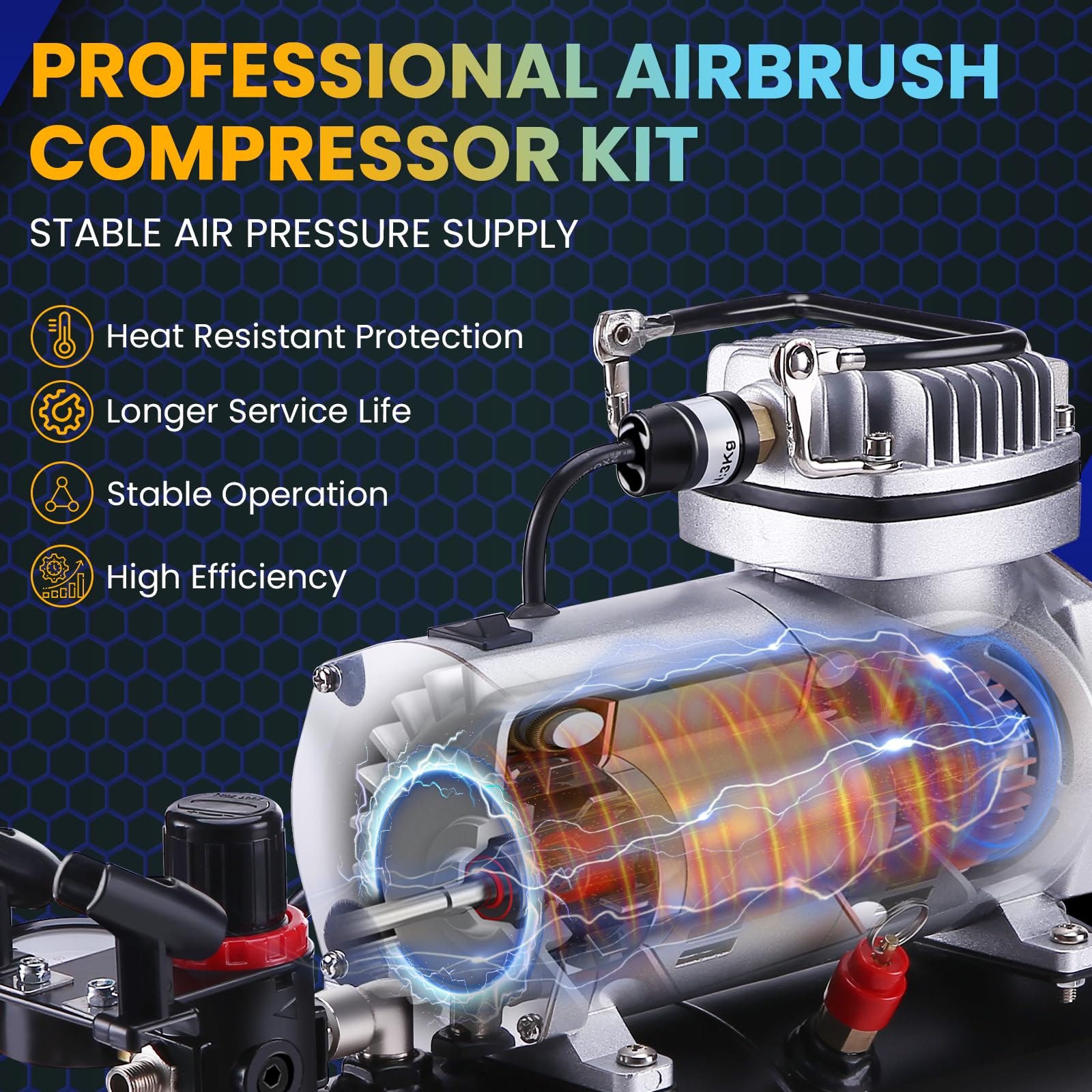 OPHIR 3 Airbrush Kit with Compressor - 1/6 HP Airbrush Set with 3L Tank for Model Painting, Tattoos & Cake Decorating (110V) | Perfect for Hobbyists, Artists & Bakers