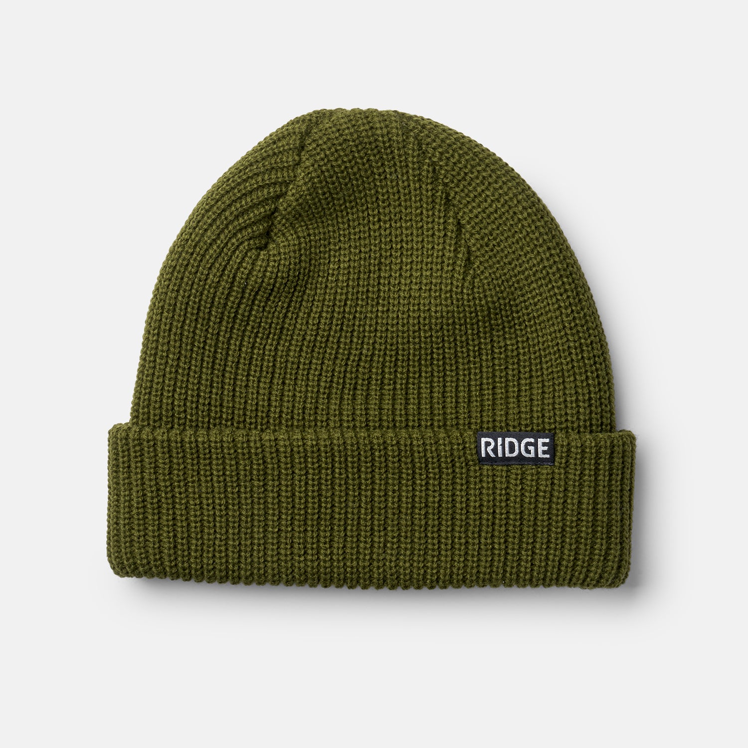 Ridge Classic Cuffed Beanie - Matte Olive Winter Hat for Men & Women | Warm Knit Skull Cap for Outdoor Activities, Hiking, and Cold Weather Fashion