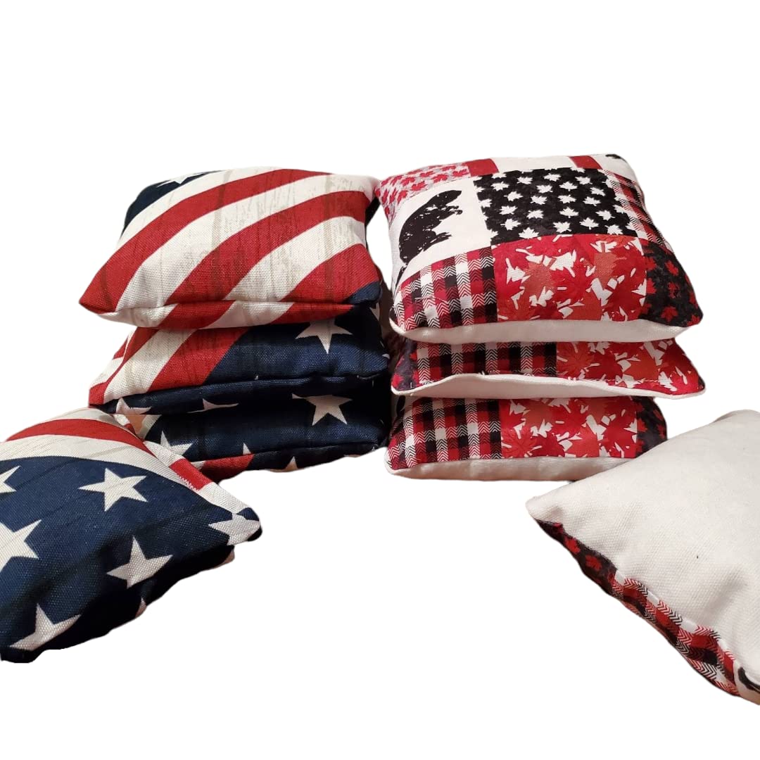 Premium American vs Canadian Cornhole Bags Set of 8 - Regulation Size & Weight for Professional Cornhole Game - Free US Shipping - Perfect for Backyard BBQs, Tailgating & Outdoor Parties