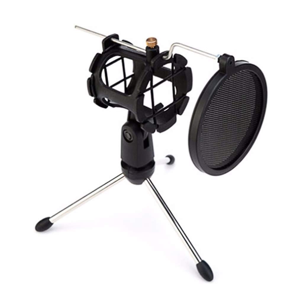 Professional Adjustable Studio Microphone Tripod Stand - Foldable Desktop Mic Boom Arm with Shock Mount & Pop Filter for Podcasting, Streaming, Voice Recording & Home Studio Setup