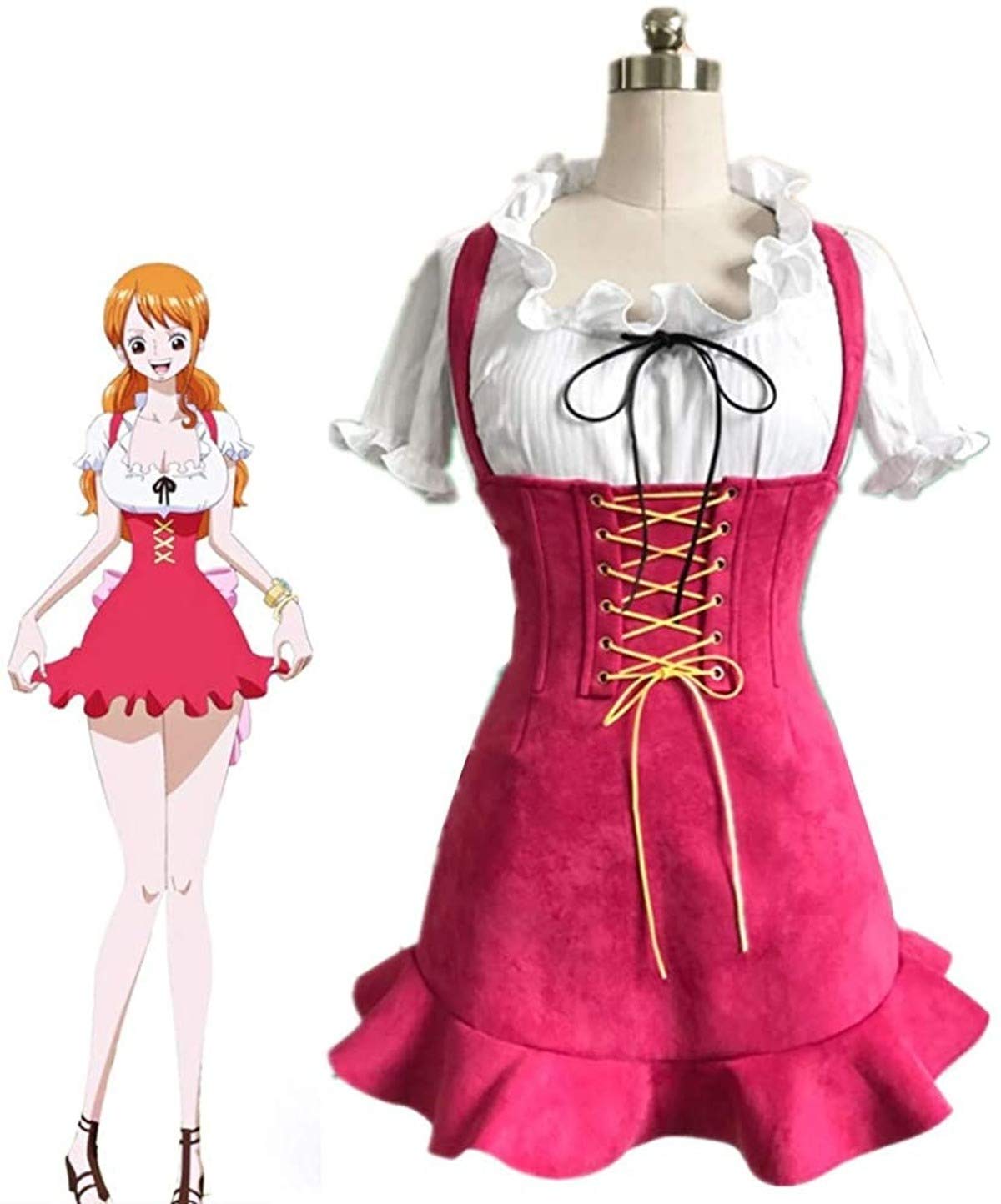 One Piece Nami Cosplay Costume - Anime Red Skirt Dress for Halloween, Cosplay Events & Anime Conventions