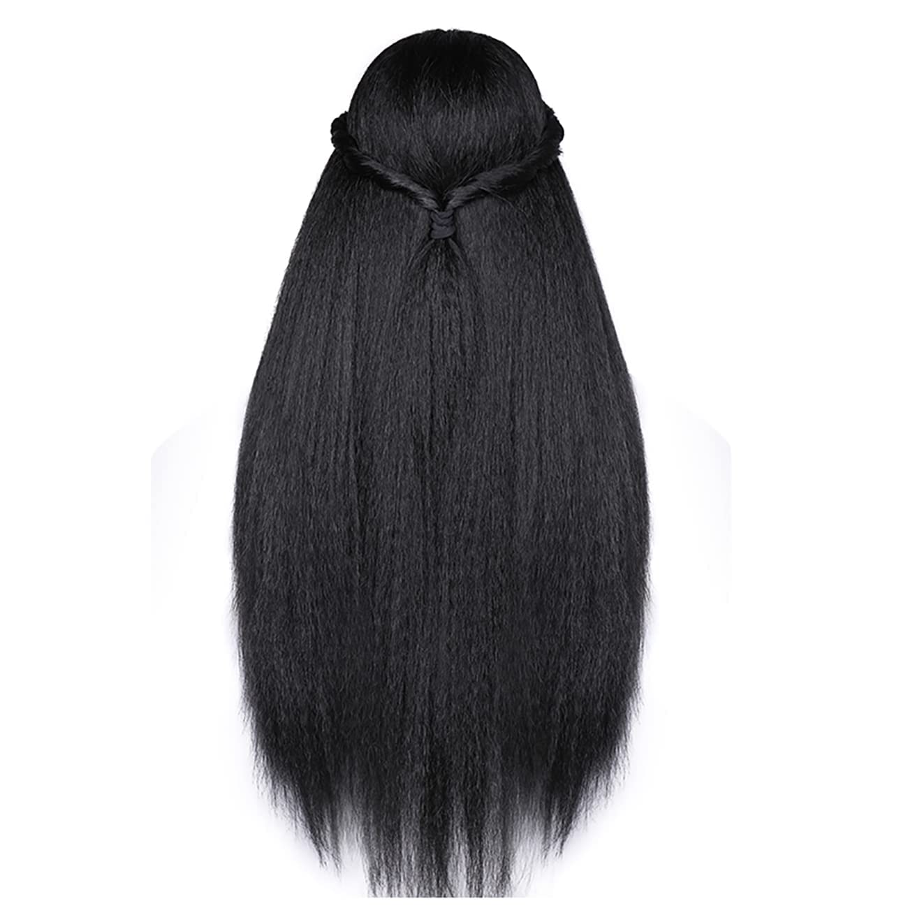 26 Inch Long Black Yaki Straight Synthetic Wigs for Women - Kinky Straight None Lace Hair Replacement Wigs for Daily Wear, Cosplay & Special Occasions
