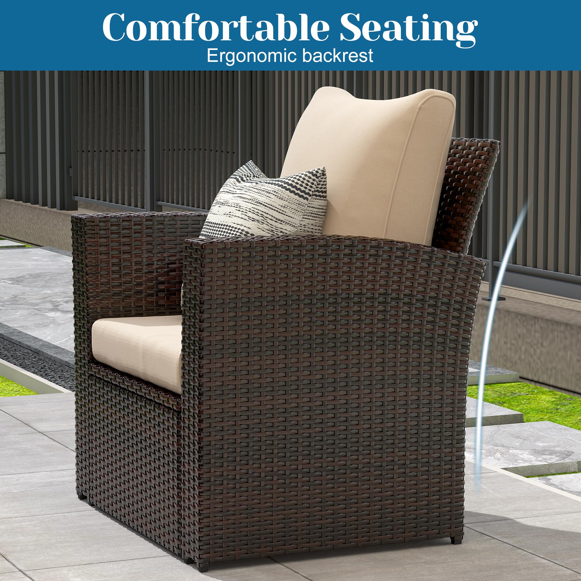 4-Piece All-Weather Wicker Patio Furniture Set - Outdoor Rattan Sectional Sofa with Cushions & Coffee Table - Brown Conversation Set for Balcony, Garden, Backyard - Perfect for Relaxing, Entertaining & Outdoor Dining
