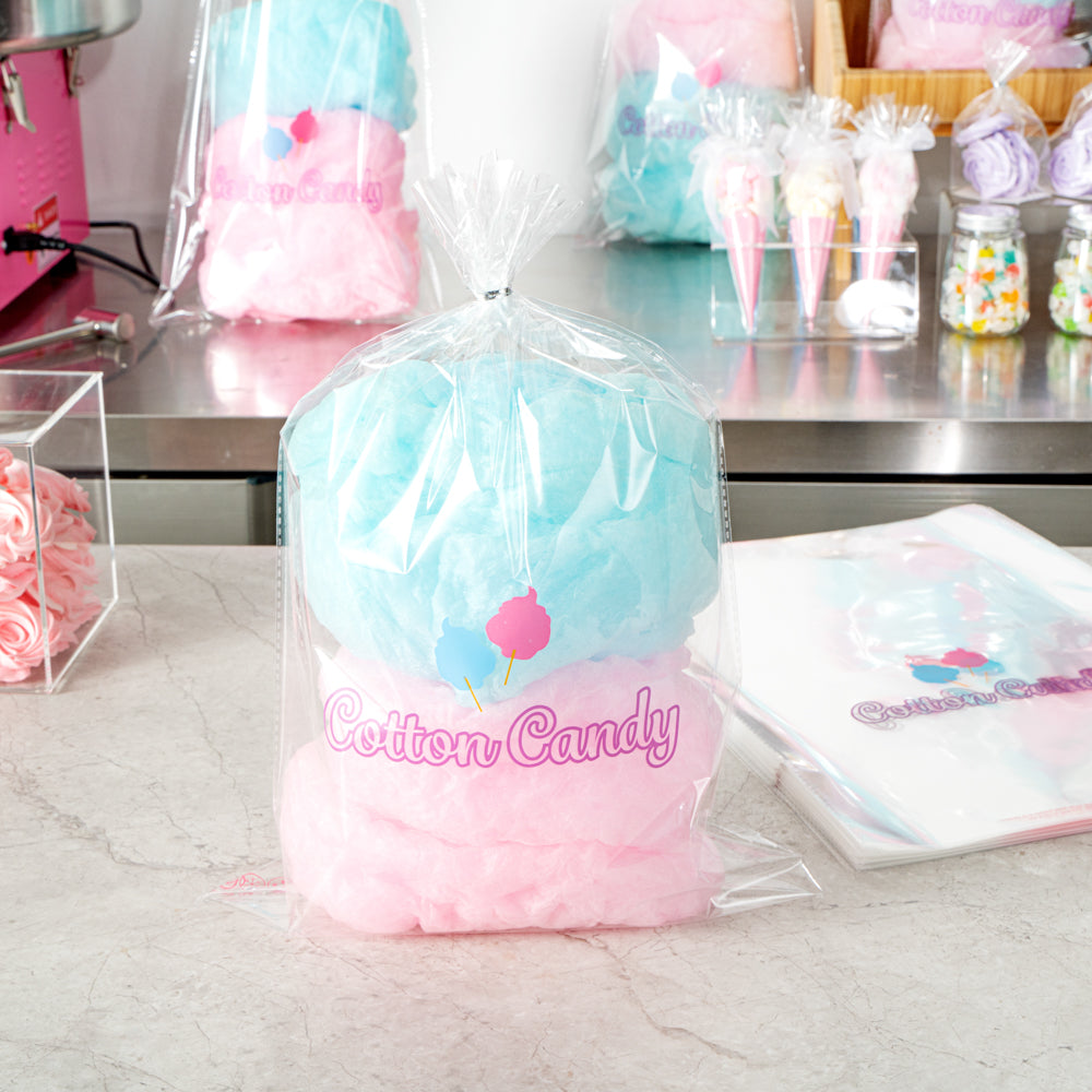 Clear Plastic Cotton Candy Bags 12x18 Inches - 100 Count Box | Bulk Packaging for Candy, Concessions & Party Favors
