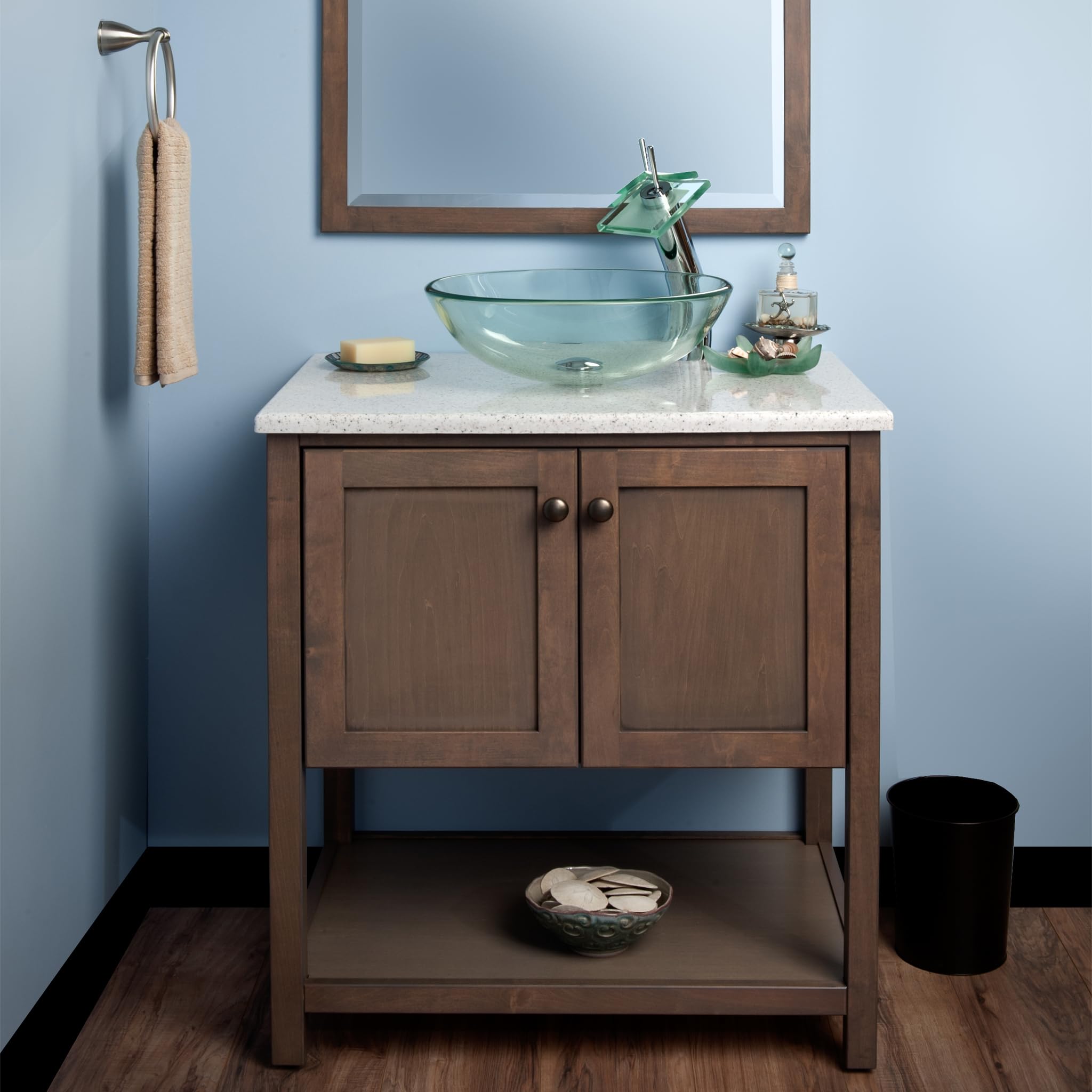 Novatto BONIFICARE Modern Glass Vessel Bathroom Sink Set with Chrome Faucet - Perfect for Contemporary Bathroom Vanities, Powder Rooms, and Luxury Home Decor
