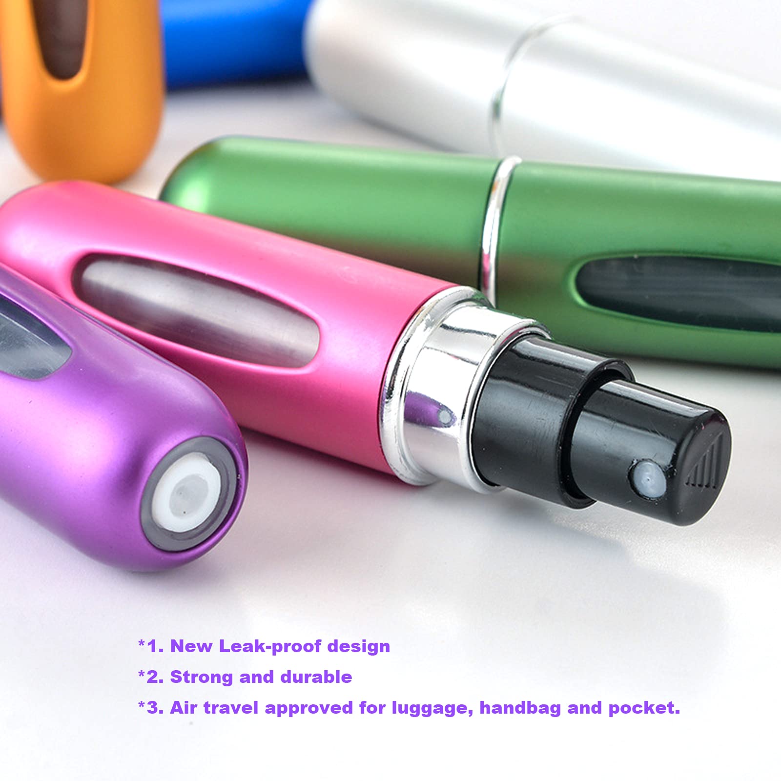 TIGERMILLION 5ml Refillable Travel Perfume Atomizer Bottle - Portable Mini Perfume Spray Pump for Women & Men, Leak-Proof Scent Case (Pack of 6) - Perfect for Airplane, Gym, Office & On-The-Go Fragrance Touch Ups