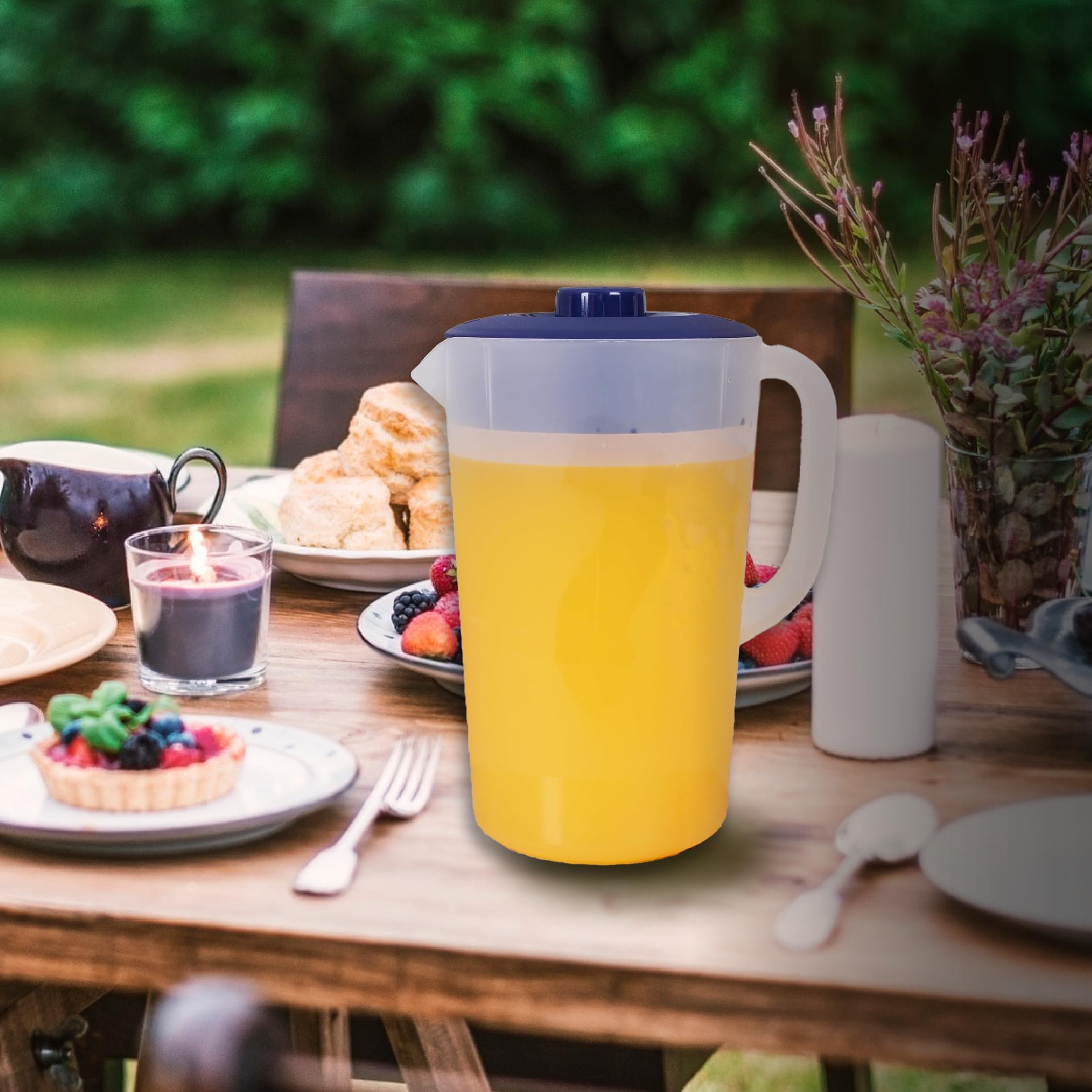 Half Gallon Water Pitcher with Lid - 64oz BPA Free Plastic Pitcher for Juice & Beverages - Freezer & Dishwasher Safe - Perfect for Refrigerator, Kitchen, Office & Outdoor Use