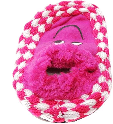 Krystle Kids Cute Knitted Winter Slipper Socks for Boys & Girls - Soft Rubber Sole Non-Slip Indoor Booties (Pink, Pack of 1) - Perfect for Cozy Home Wear & Holiday Gifts