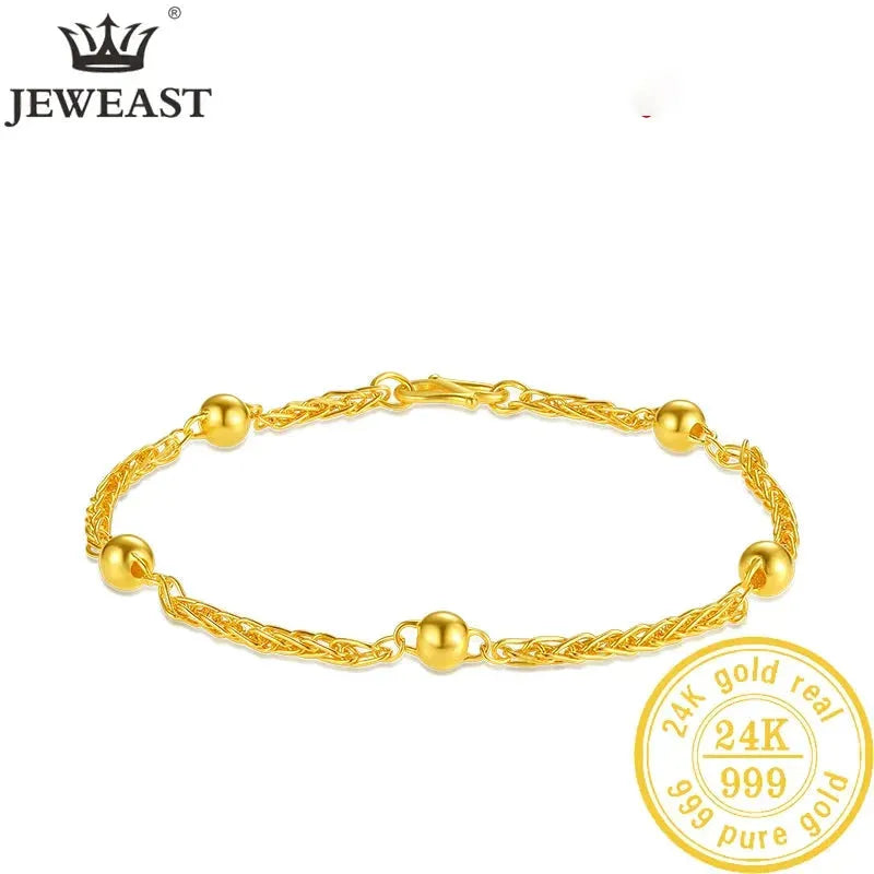 24K Pure Gold Bracelet 999 Solid Real Gold Bangle - Elegant Romantic Classic Jewelry for Women, Perfect Gift for Anniversary, Birthday & Valentine's Day