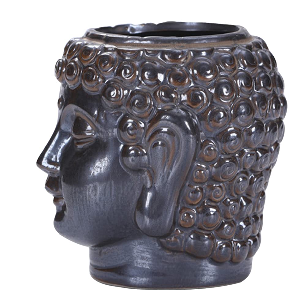Cabilock Ceramic Flower Pot - Succulent Planter with Buddha Portrait Sculpture, Decorative Face Vase for Indoor/Outdoor Plants - Perfect for Home Garden, Office Desk & Zen Decor