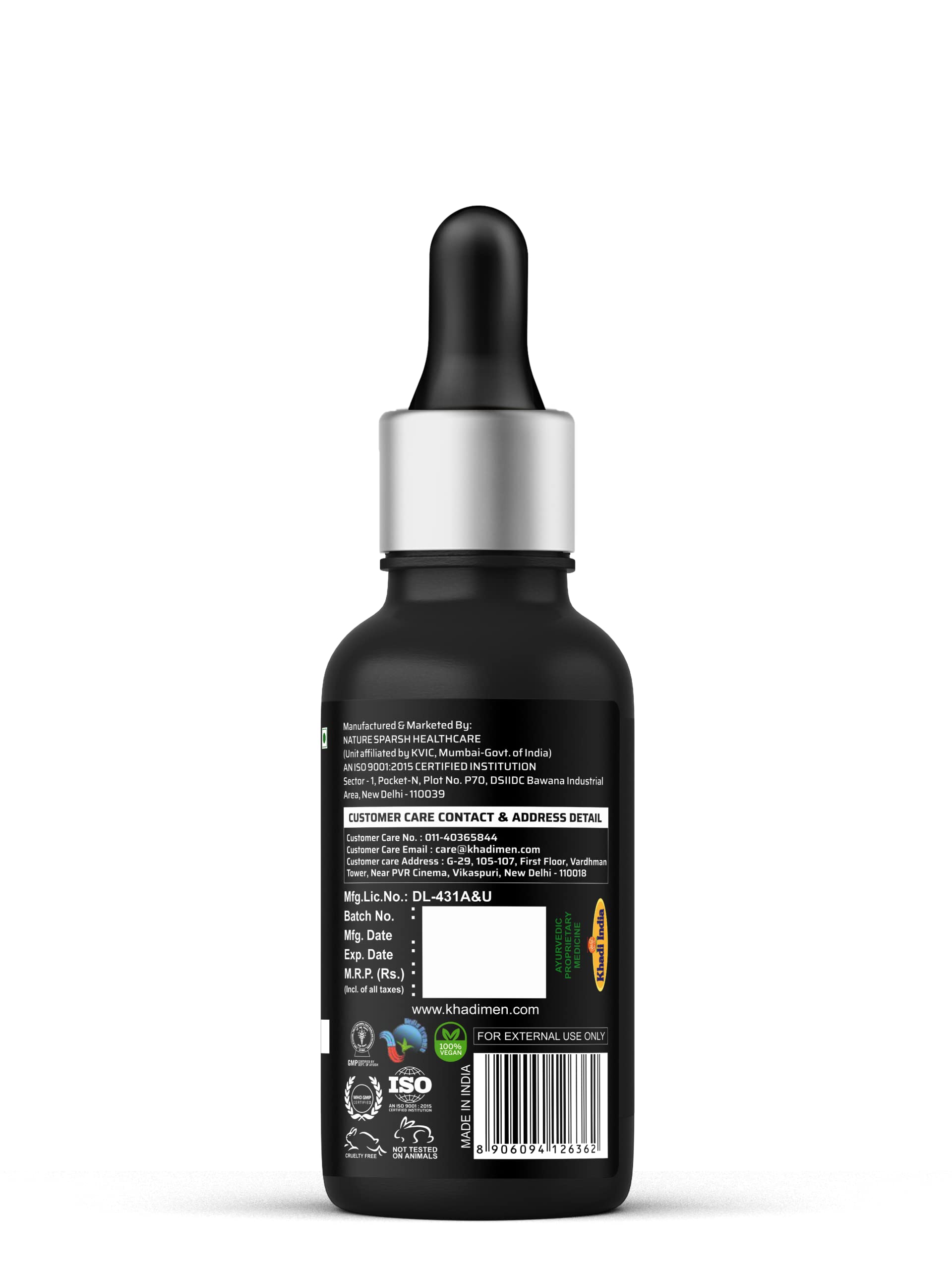 Khadi Men Vitamin C Hyaluronic Acid Face Serum 30ml - Anti-Aging & Hydrating Facial Treatment for Men - Perfect for Daily Skincare Routine & Reducing Wrinkles