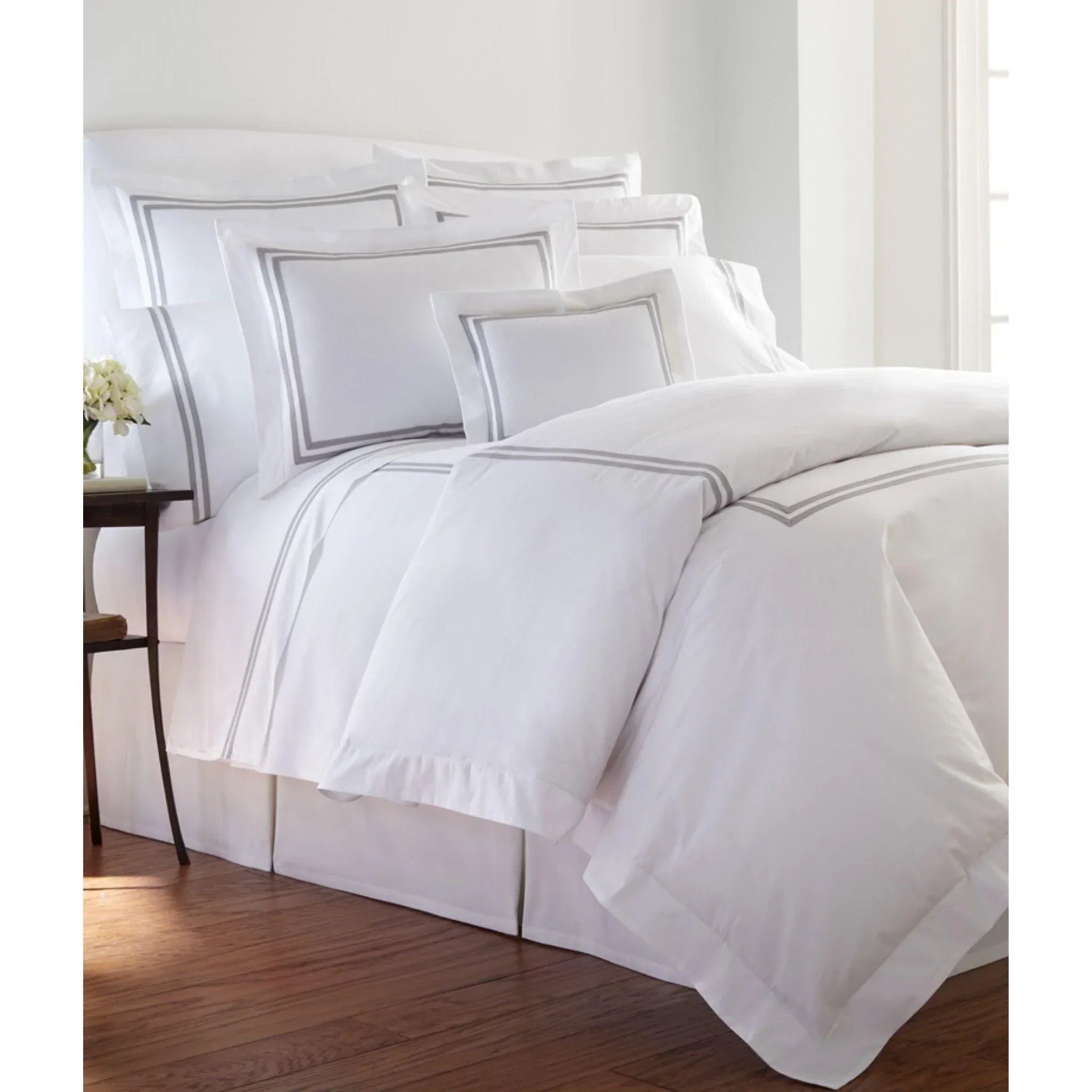 Brendon Two Bands Tape Trimmed Shams - Premium Cotton Pillowcases for Bedroom Decor, Hotel Style Luxury Bedding Set (2 Pack) - Perfect for Master Bedroom, Guest Room & Airbnb Styling