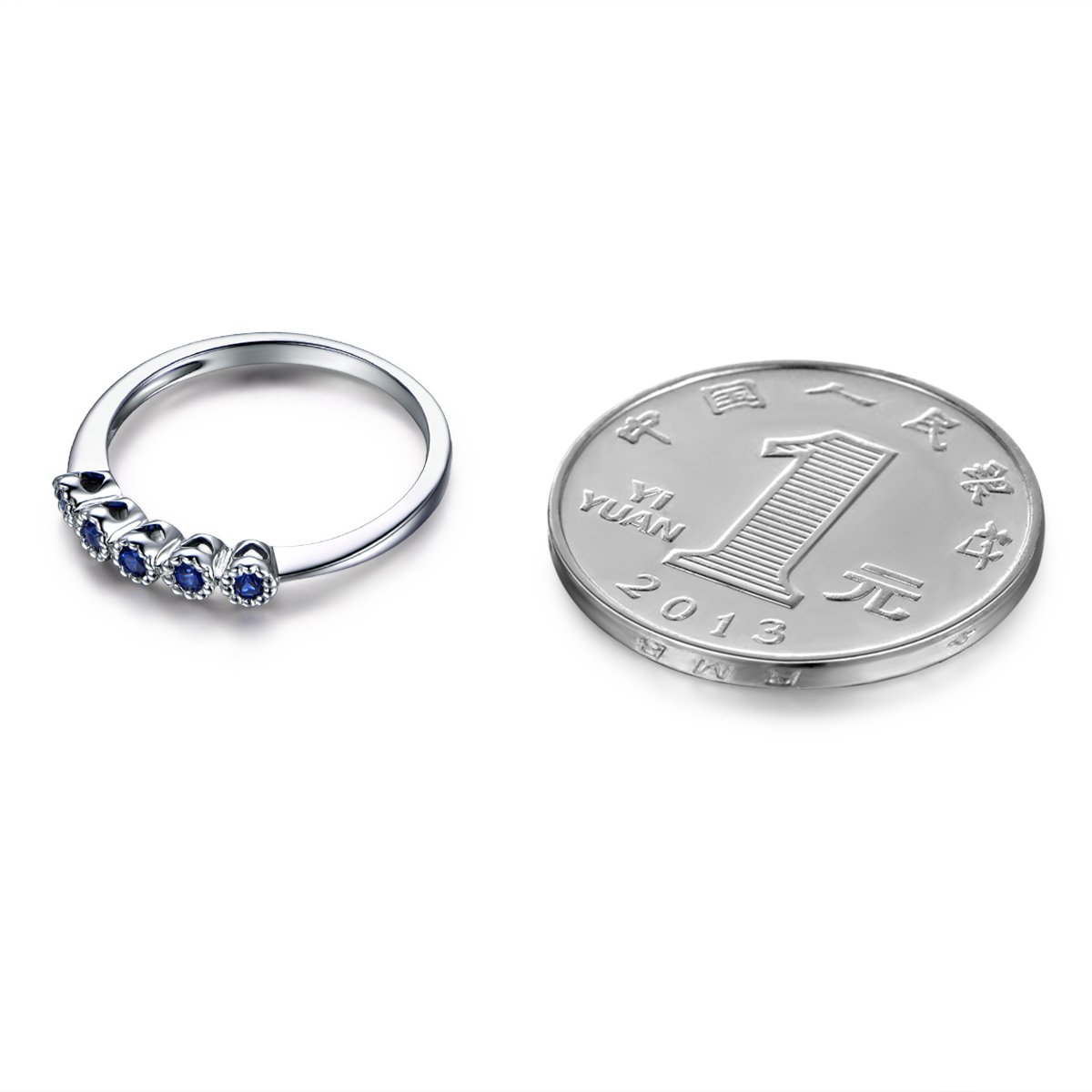 14K White Gold Sapphire Engagement Ring for Women - Floral Wedding Band & Bridal Promise Ring Set - Perfect for Proposals, Anniversaries & Romantic Gifts