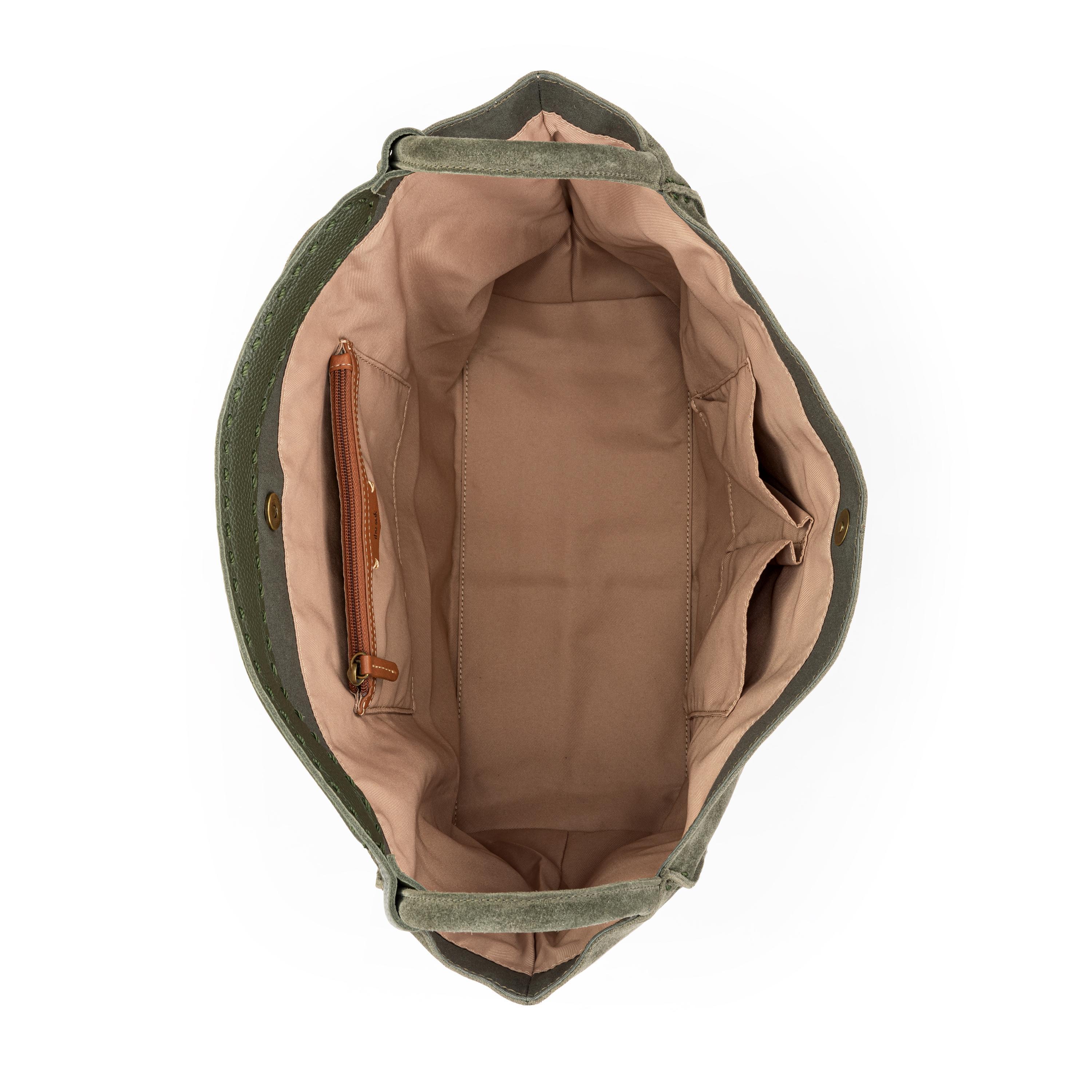 Los Feliz Large Leather Tote Bag - Premium Moss Suede Handbag for Women | Perfect for Work, Travel & Everyday Use