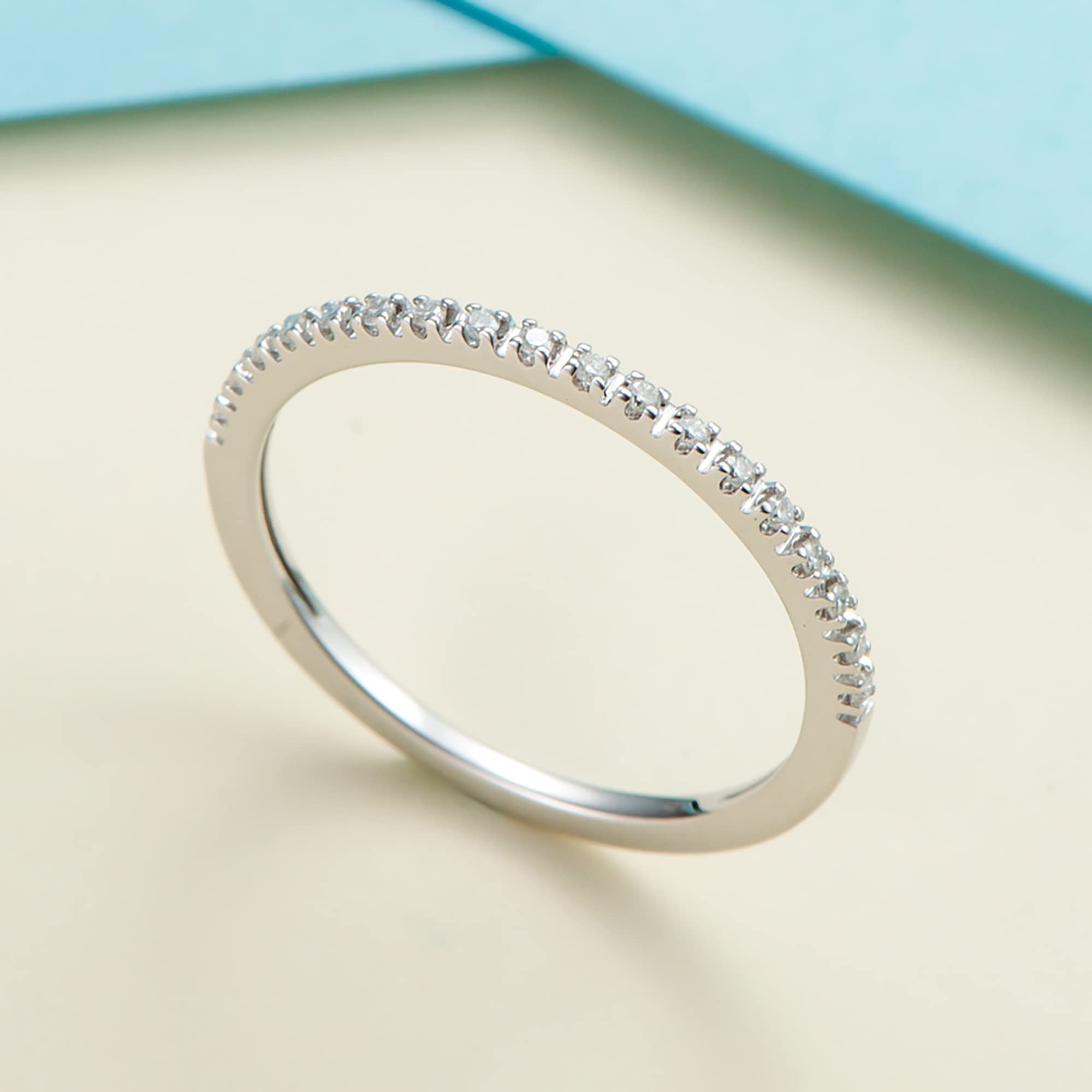 14K Solid Gold Moissanite Eternity Wedding Band for Women - 1.5mm Thin Stackable Ring, Durable 14K Gold Engagement Ring, Perfect for Bridal Jewelry, Anniversary Gifts & Everyday Luxury Wear