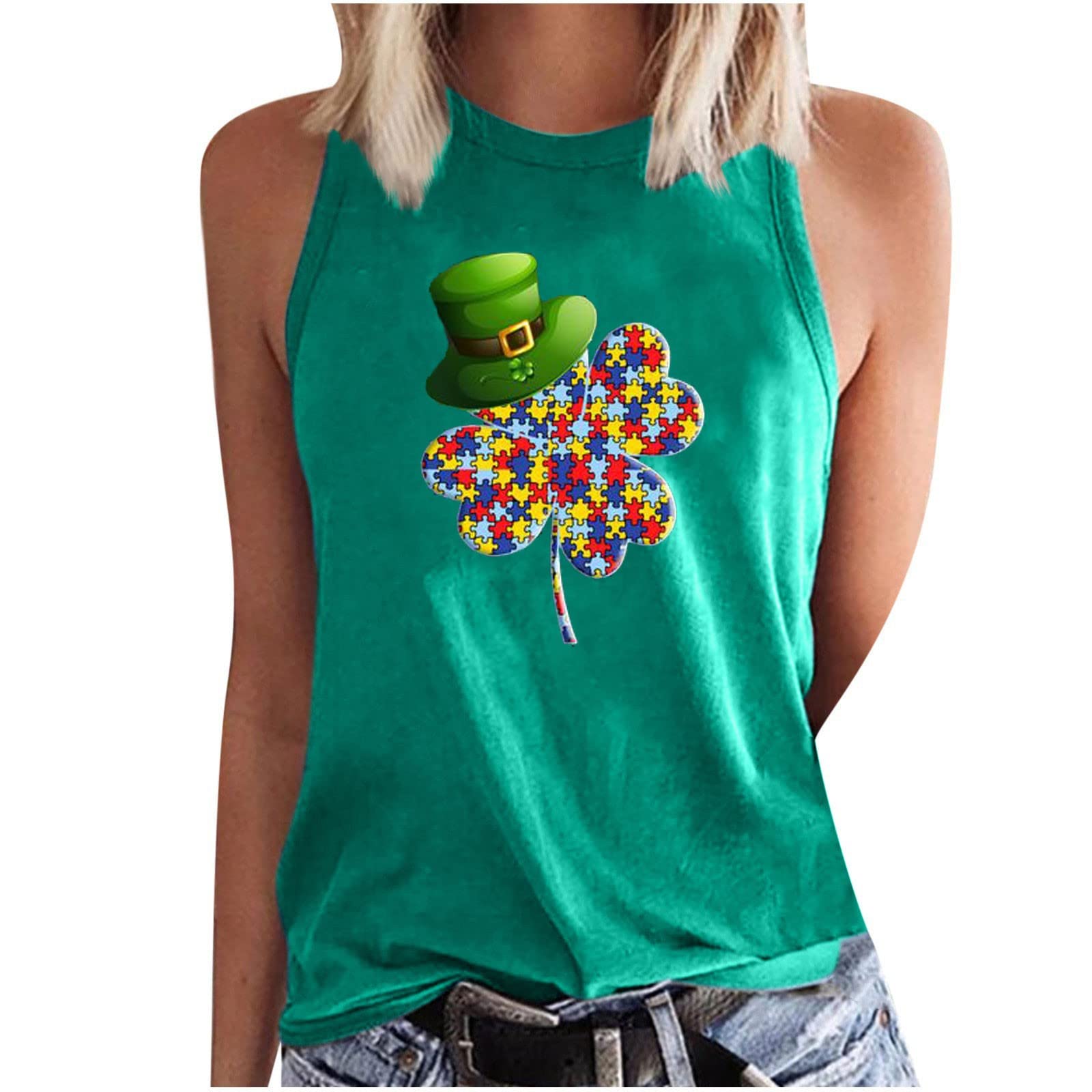 Drindf St Patrick's Day Tank Tops for Women - Sleeveless Graphic Summer Tee Shirts | Perfect for Irish Festivals, Pub Crawls & Summer Parties