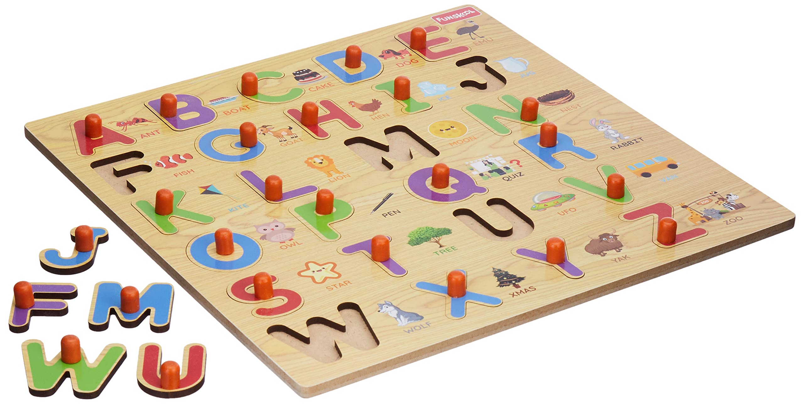 Funskool ABC Wooden Puzzle - 26 Piece Educational Wooden Alphabet Puzzle for Kids Ages 3+ - Learning Toy for Preschool & Kindergarten - Perfect for Early Childhood Education & Home Schooling Activities