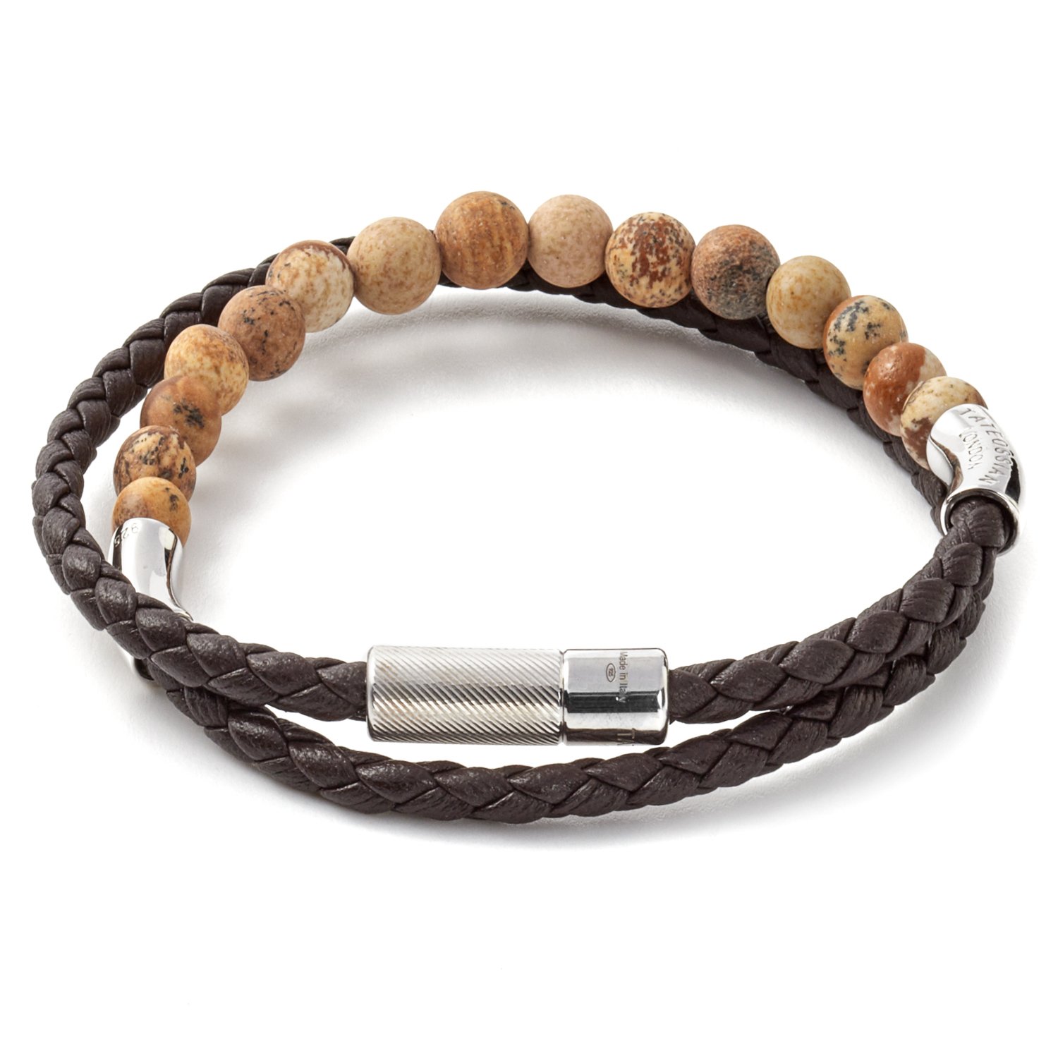 Men's Havana Silver Bracelet - Italian Braided Leather Cuff for Men - Stylish Accessory for Casual, Business & Date Night Outfits