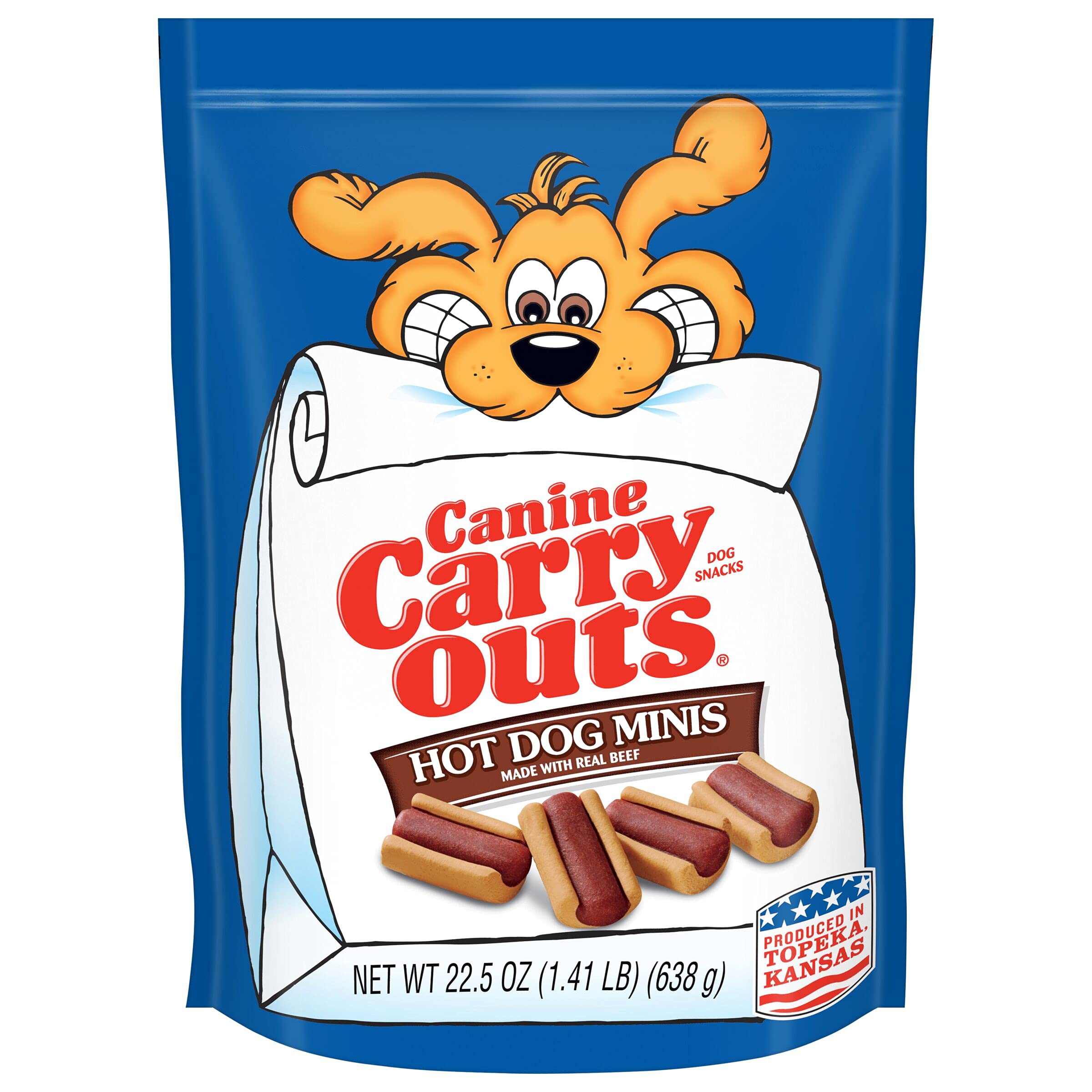 Canine Carry Outs Dog Treats - Real Beef Hot Dog Minis, 22.5oz (4-Pack) | Delicious Training Rewards & Snacks for Dogs