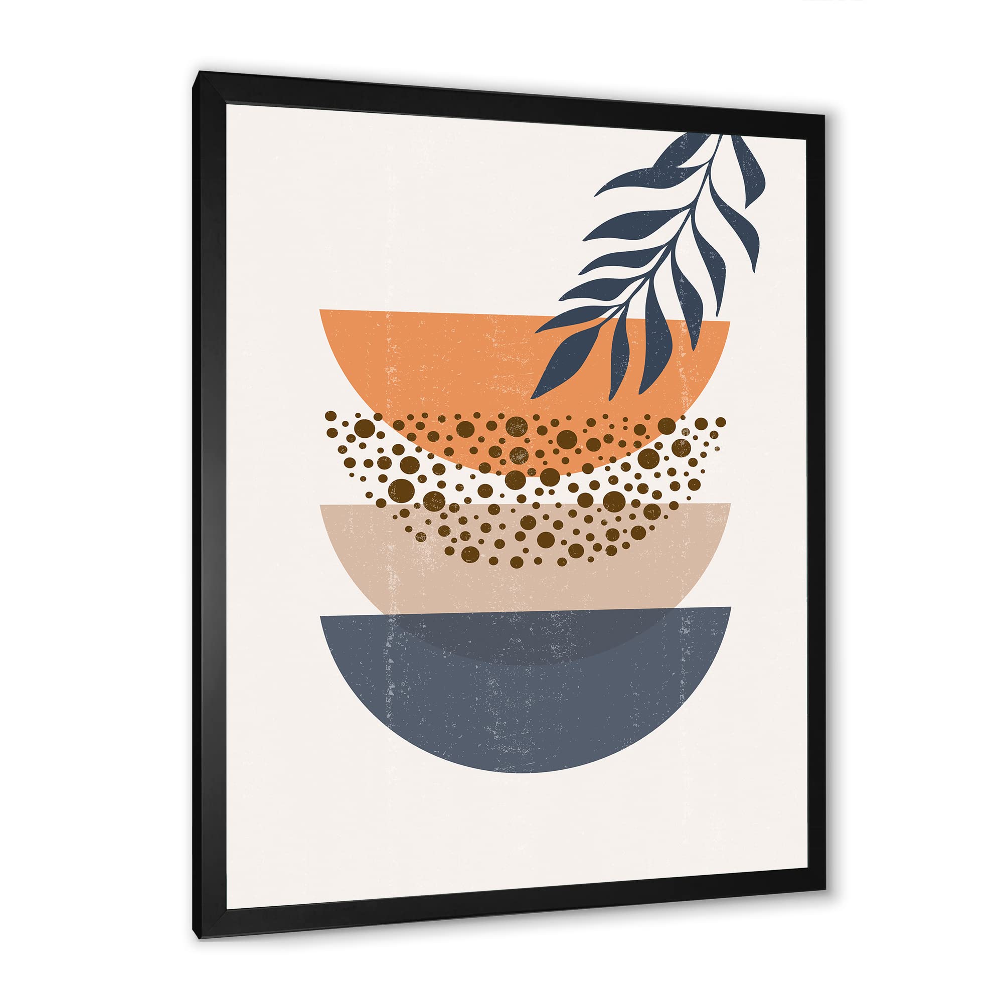 Abstract Sun Moon Leaf Geometric Modern Framed Wall Art - Perfect for Living Room, Bedroom & Office Decor