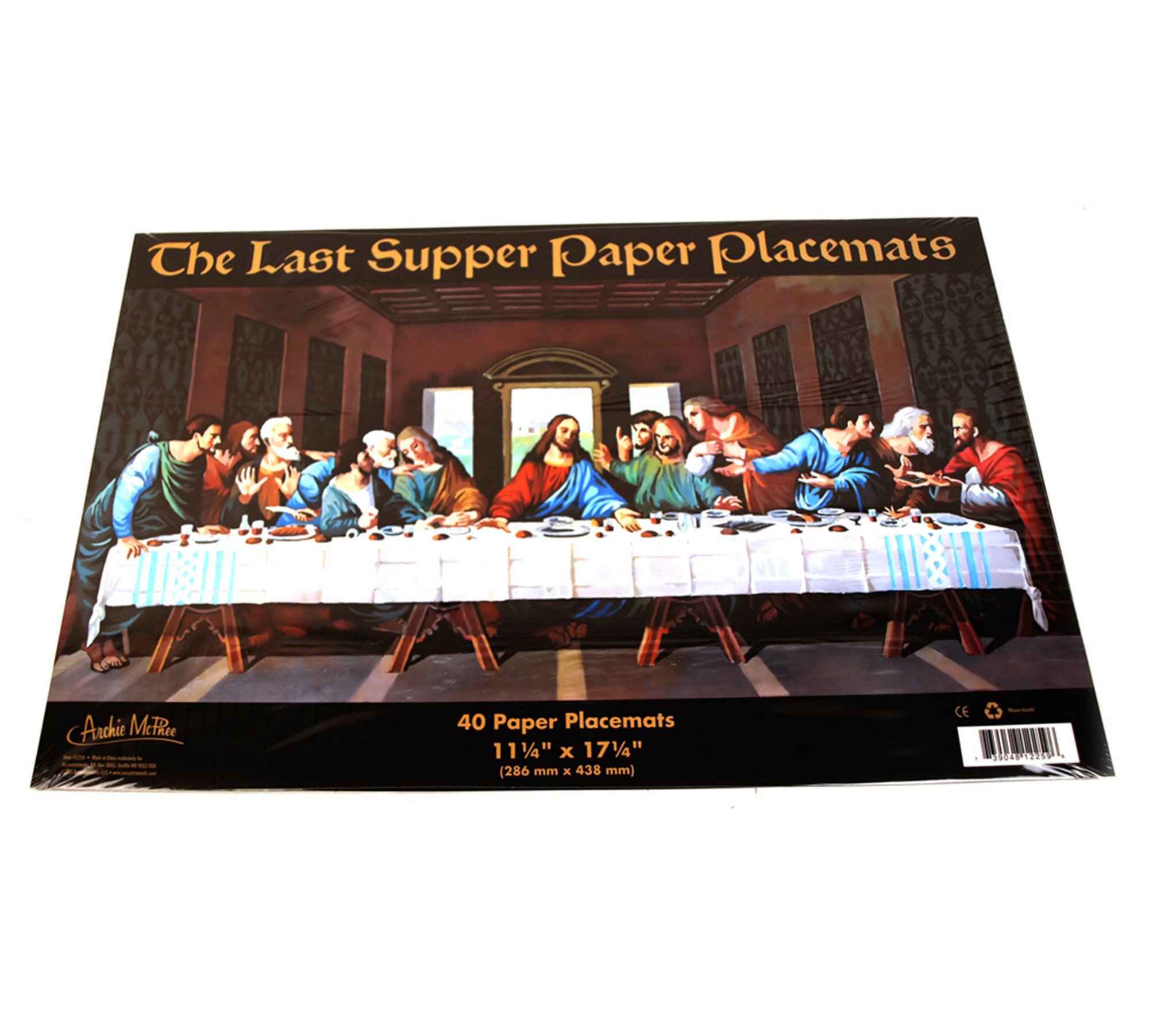 1 Pack Last Supper Religious Paper Placemats - Jesus Christ Communion Table Setting Decor for Easter, Christmas & Sunday Dinner Parties