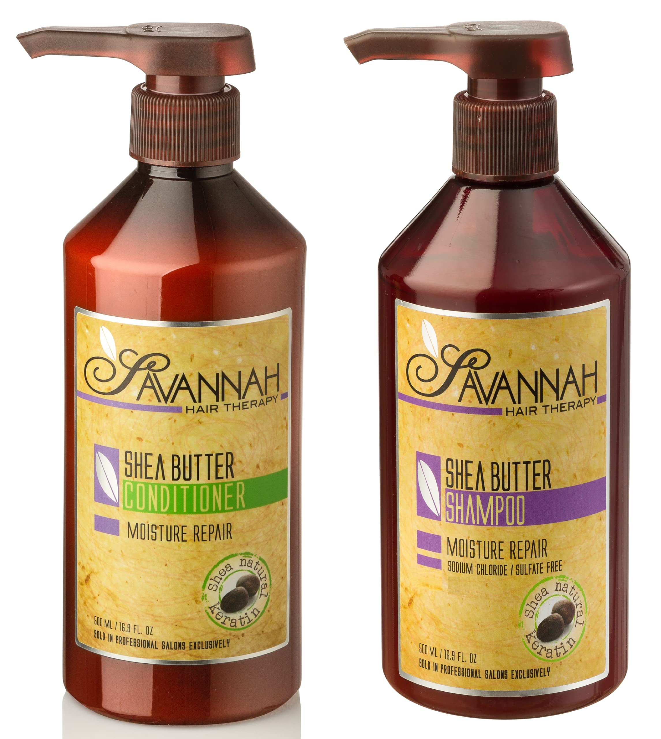 Shea Butter Shampoo and Conditioner Set for Dry Damaged Hair - Moisture Repair Treatment with Cotton Silk Protein, Sulfate & Sodium Chloride Free (16.9oz/500ml x 2) - Perfect for Home & Salon Hair Care