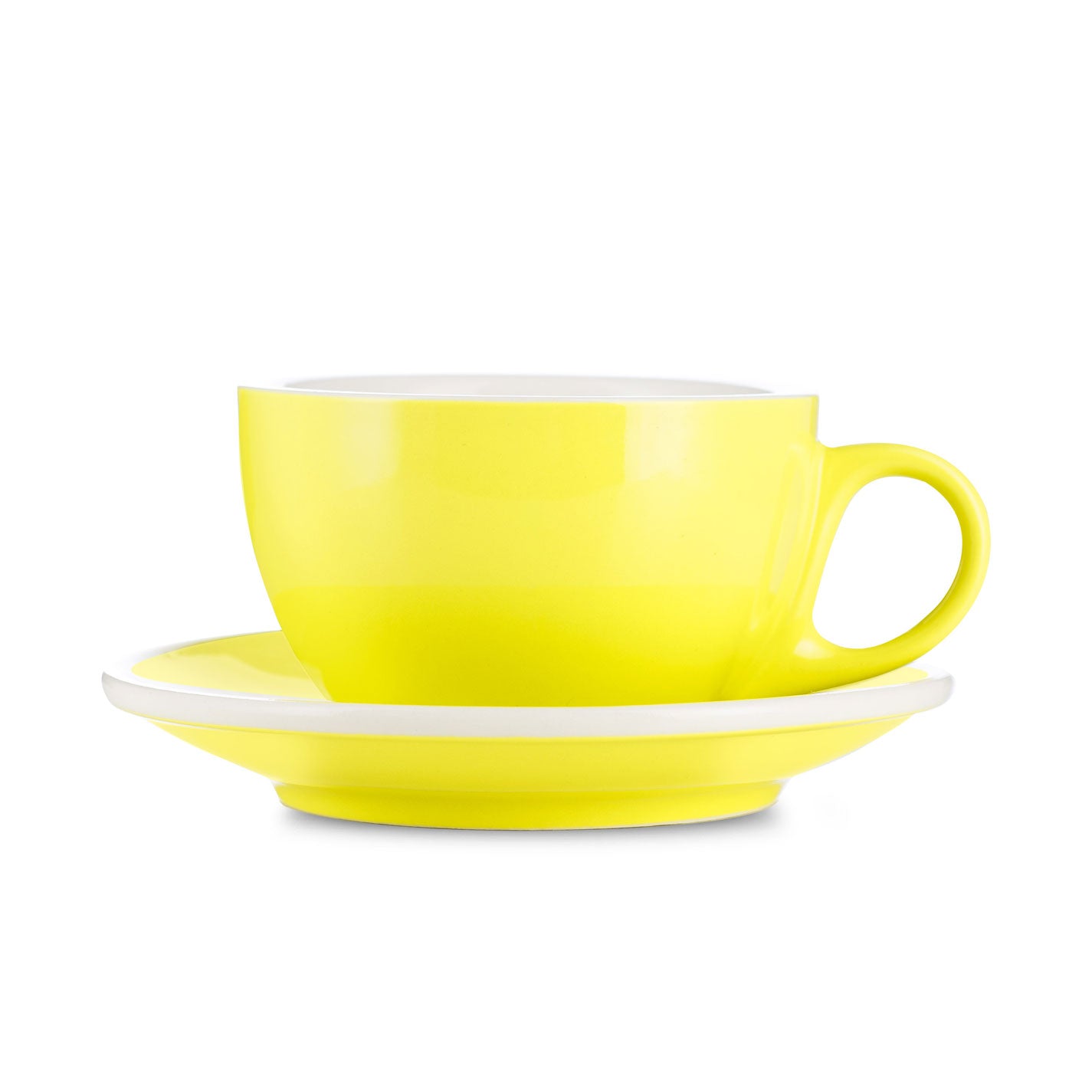 Premium Espresso Parts Porcelain Cappuccino Cup & Saucer Set - 6oz/195ml, Vibrant Yellow - Perfect for Home Coffee Bars, Cafés & Italian-Style Breakfasts