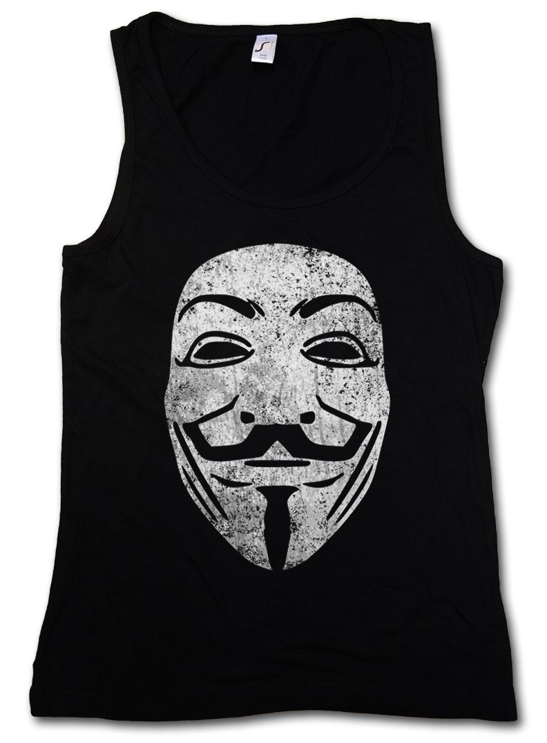 Vintage Guy Fawkes Mask Print Women's Tank Top - Breathable Gym Shirt for Workout & Fitness Training - Perfect for Halloween Costumes, Cosplay & Streetwear Fashion