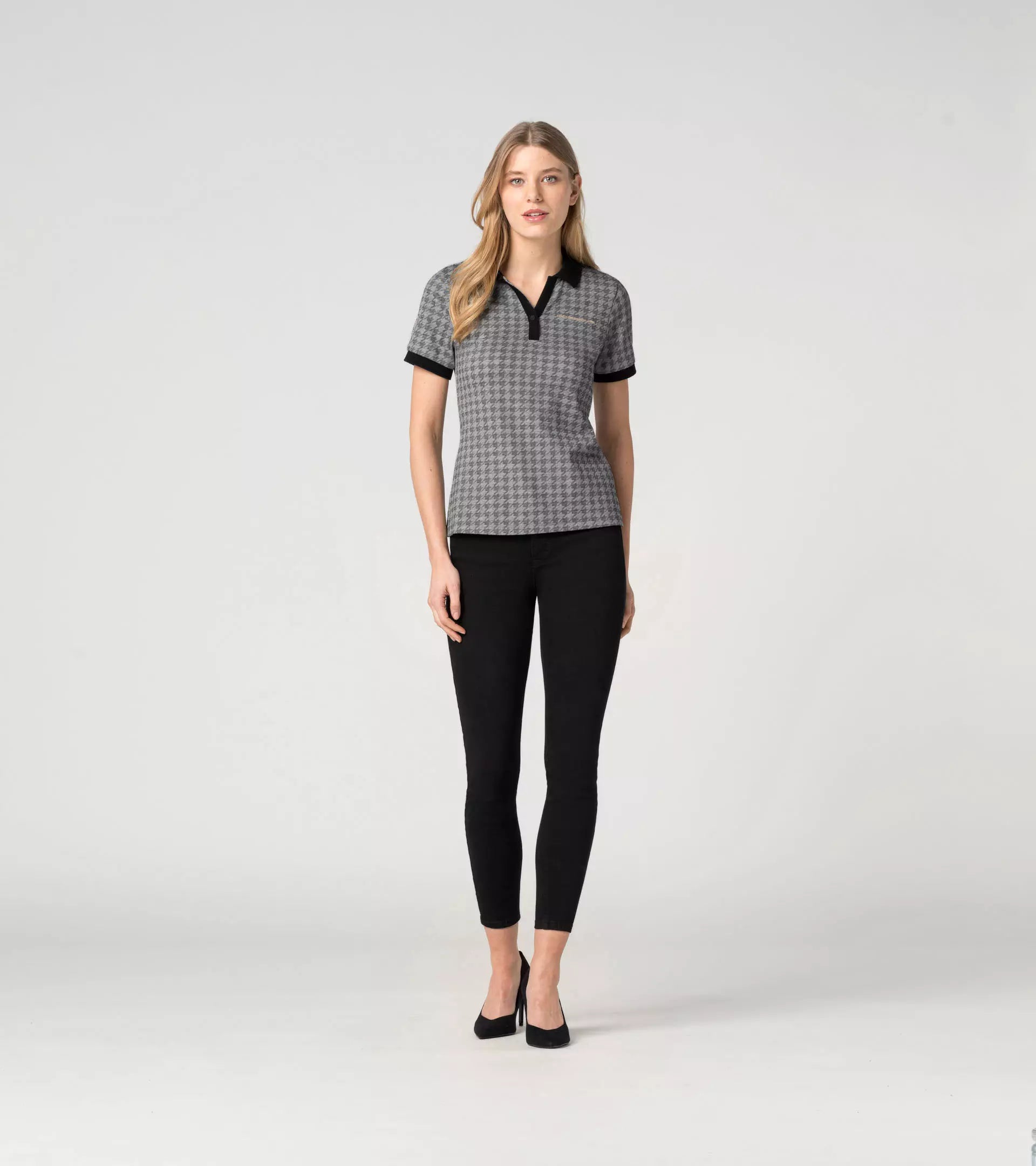 Porsche Heritage Houndstooth Women's Polo Shirt - Classic Style for Golf, Tennis & Casual Wear