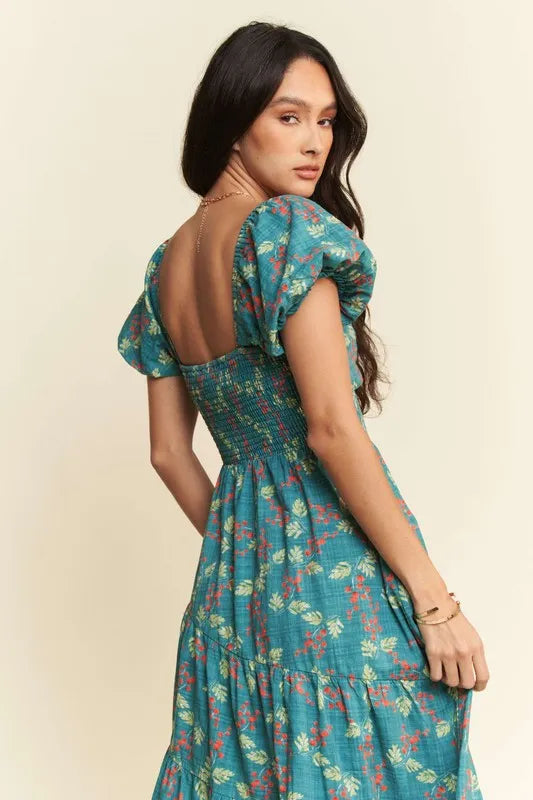 Teal Sweetheart Neck Cap Sleeve Maxi Dress for Women - Elegant Beach Wedding Resort Wear, Perfect for Vacations, Parties & Summer Outings