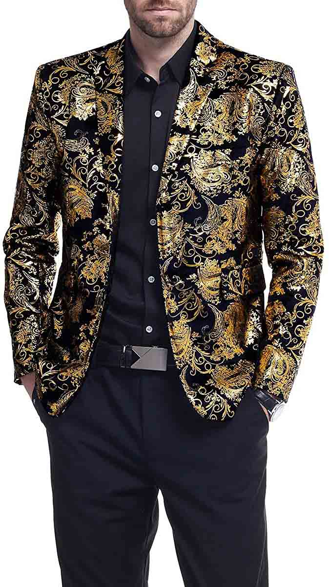 Elegant Gold Blazer Dress with Floral Embroidery - Women's Fashion Blazer for Office, Party & Special Occasions