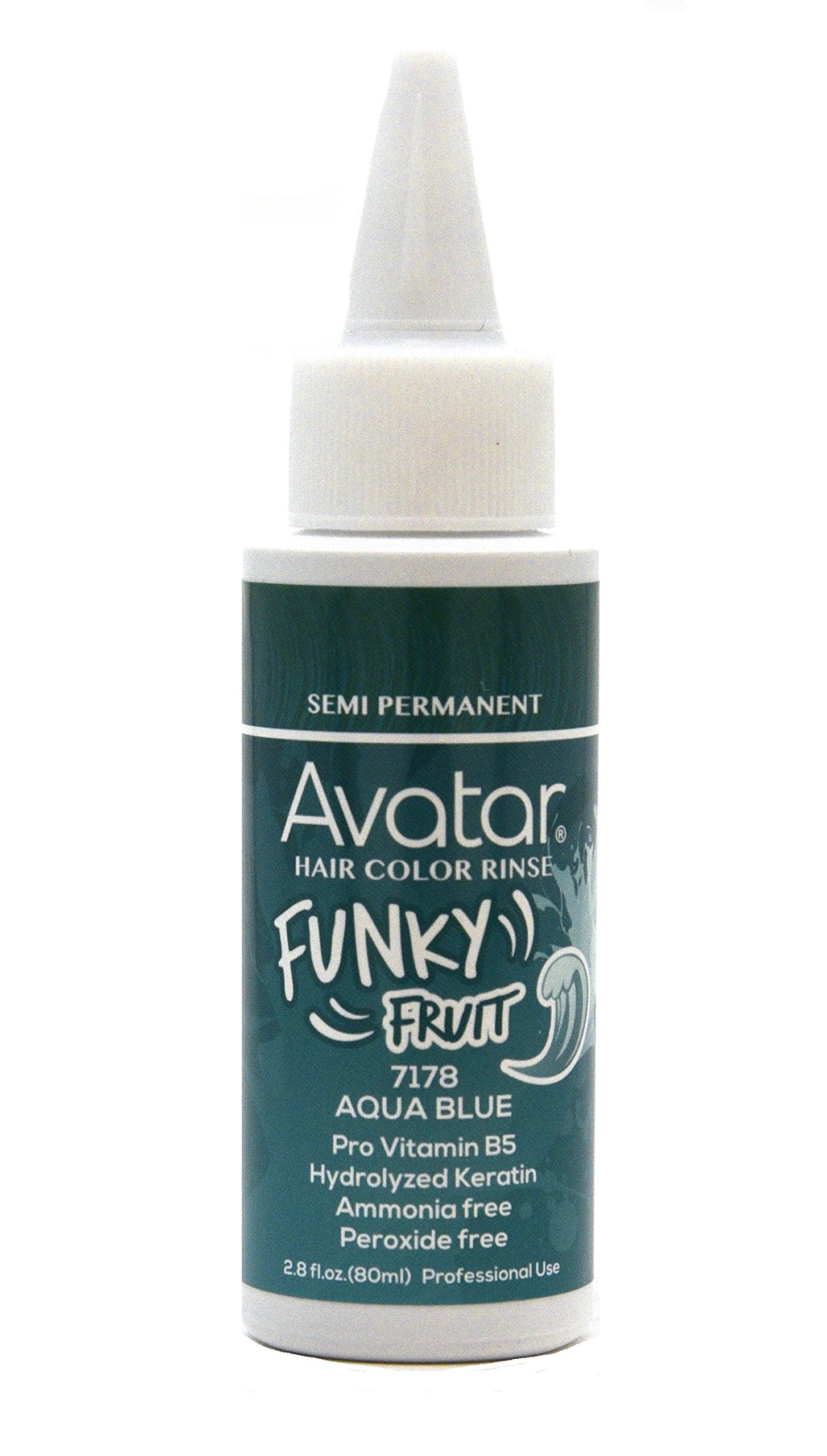 Avatar Funky Fruit Semi-Permanent Hair Dye - Aqua Blue Color Rinse (2.8 oz) for Vibrant Fashion Hair Styling & Creative Self-Expression