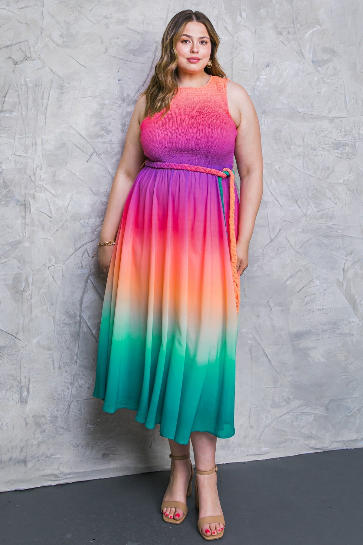 Elegant Woven Midi Dress for Women | Flowy Summer Dress for Casual Wear, Beach Outings & Date Nights