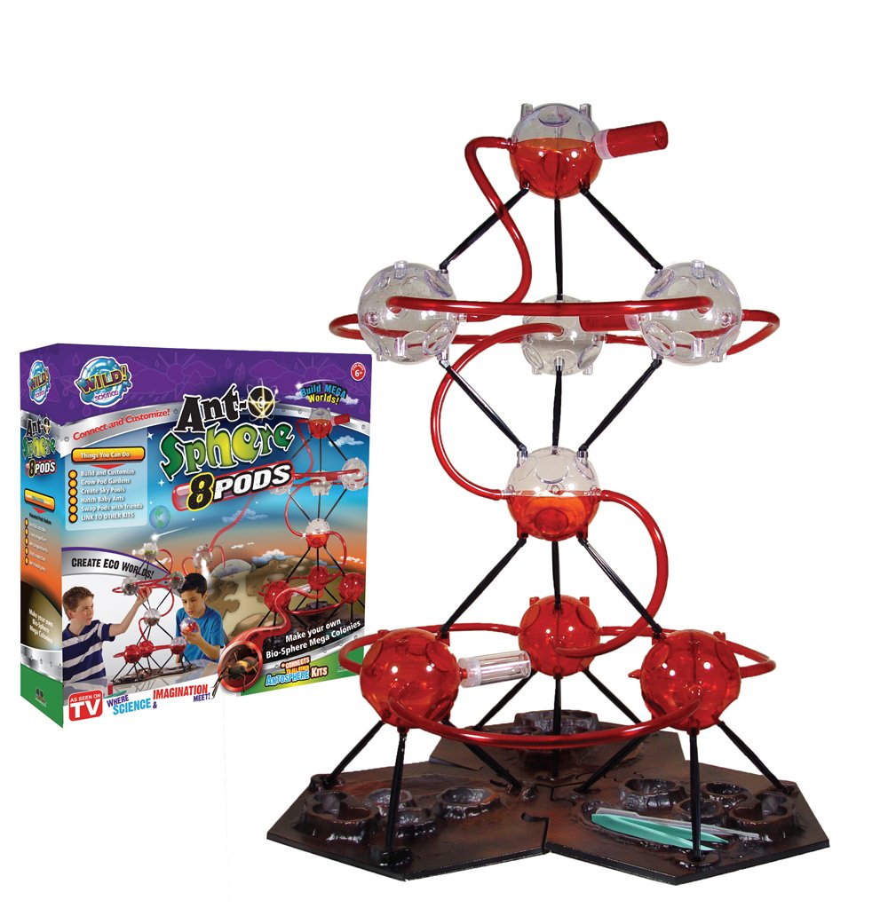 Wild Science Ant-O-Sphere 8-Pods Ant Farm Kit - Educational STEM Toy for Kids - Observe Live Ant Colonies at Home or Classroom
