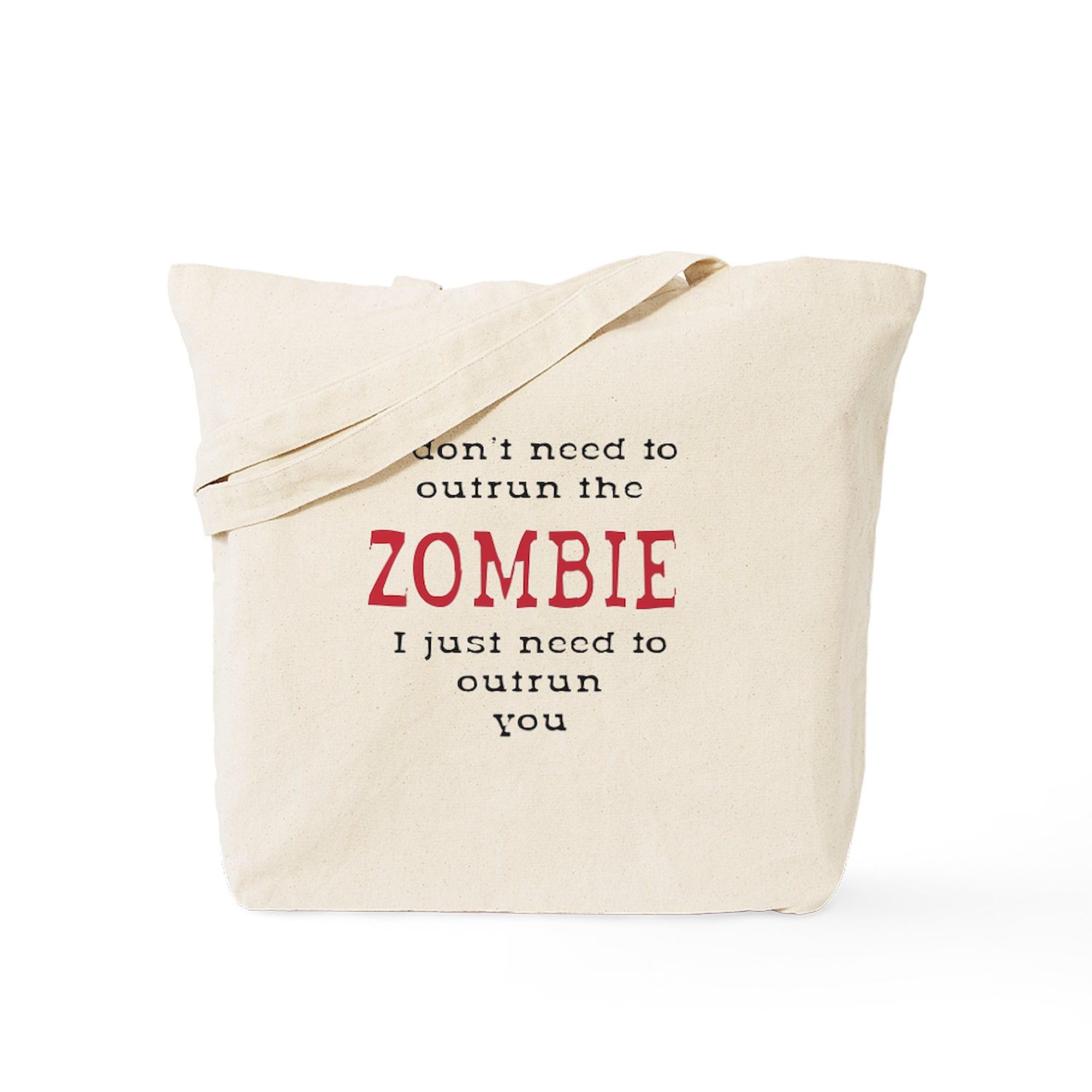 Outrun The Zombie 3 Tote Bag - Natural Canvas Reusable Shopping Bag for Groceries, Beach & Work | Eco-Friendly & Durable