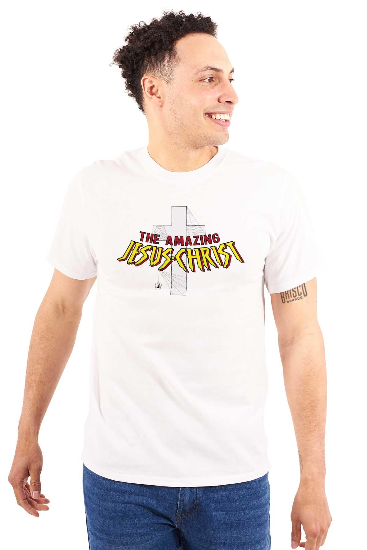 Brisco Brands Amazing Jesus Christ Spider Graphic T-Shirt for Men & Women - Casual Wear, Christian Apparel, Funny Gift Idea