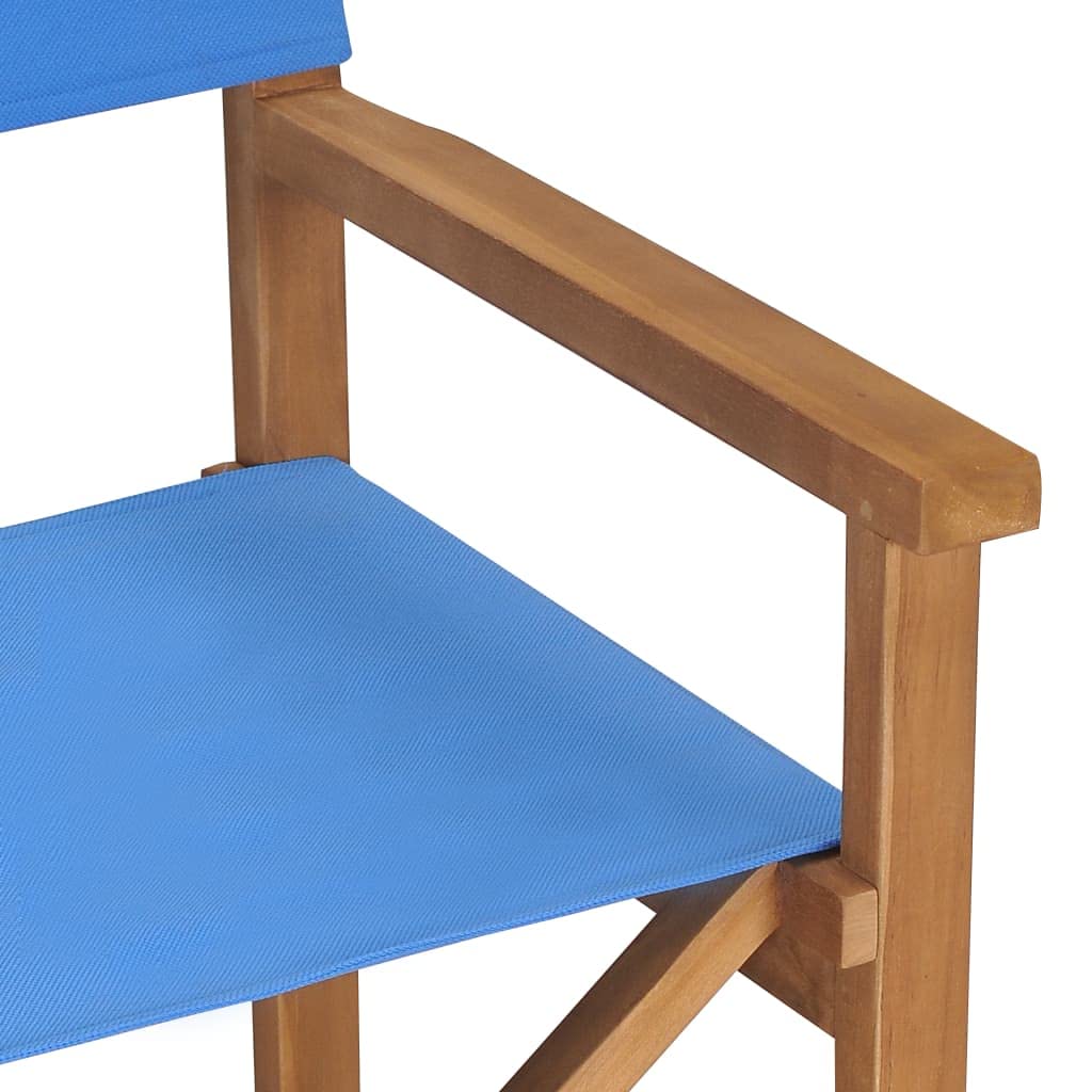 Premium Solid Teak Wood Director's Chair - Blue Modern Folding Chair for Dining Room, Kitchen, Living Room, Garden, Indoor & Outdoor Use - Perfect for Home, Restaurant, Patio and Event Seating