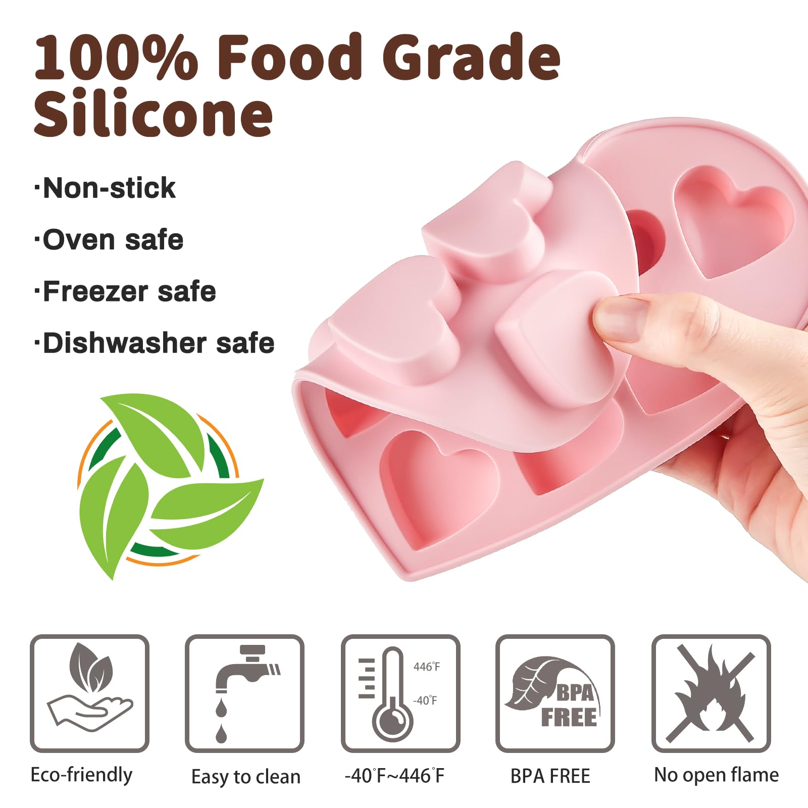 JOERSH 4-Piece Heart Silicone Mold Set - Non-Stick Baking Molds for Chocolate, Candy, Cake, Pudding, Jelly & Soap Making - Perfect for Valentine's Day Gifts, DIY Crafts & Home Baking Decorations