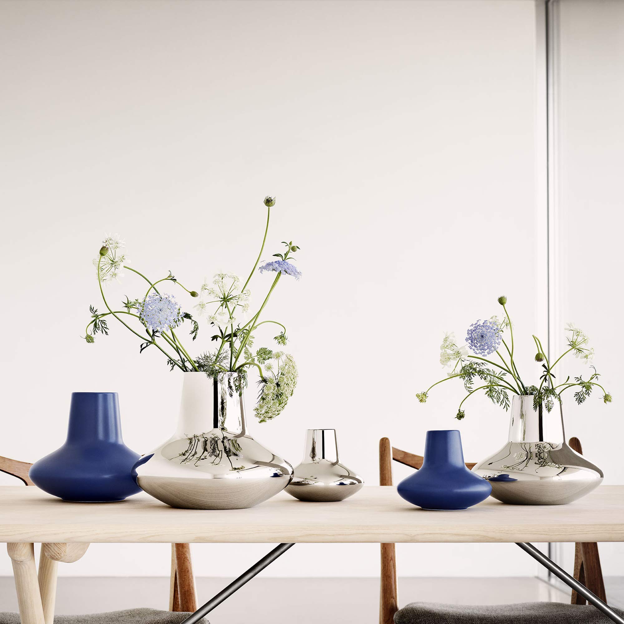 Georg Jensen Henning Koppel Medium Stainless Steel Vase - Modern Home Decor for Living Room, Office & Wedding Centerpiece
