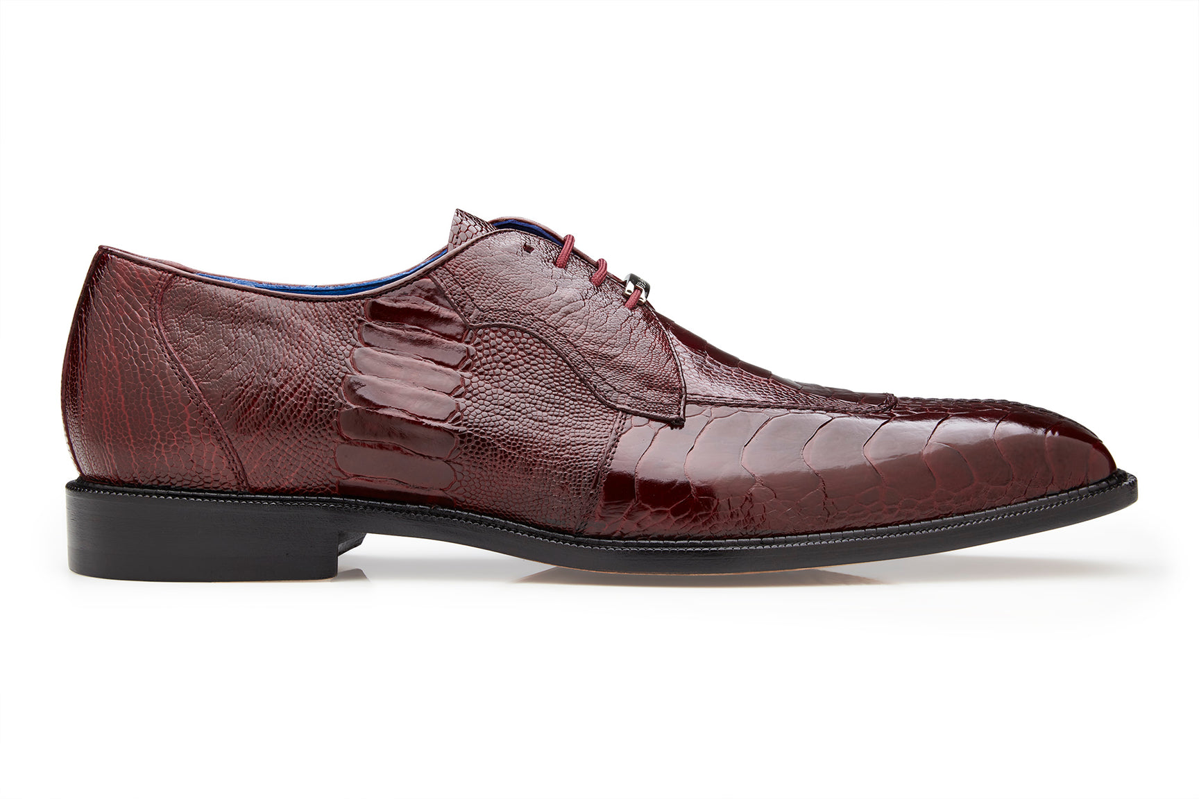 Belvedere Siena Genuine Ostrich Leg Dress Shoes for Men - Dark Burgundy Leather Oxfords 1463 | Premium Business Formal Shoes for Office, Weddings & Special Occasions