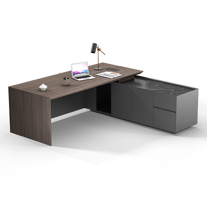 ARMANDO 220cm Executive Desk with Right Return in Hazelnut & Grey - Premium Office Furniture for Home & Business Workspaces
