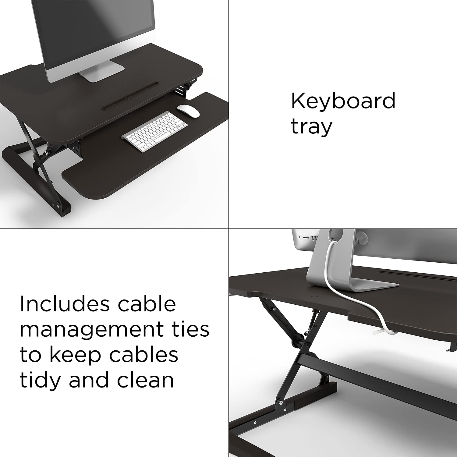 STAPLES 2452742 Adjustable Sit to Stand Desk Riser - 35 Inch Height Adjustable Standing Desk Converter for Home & Office Workspace