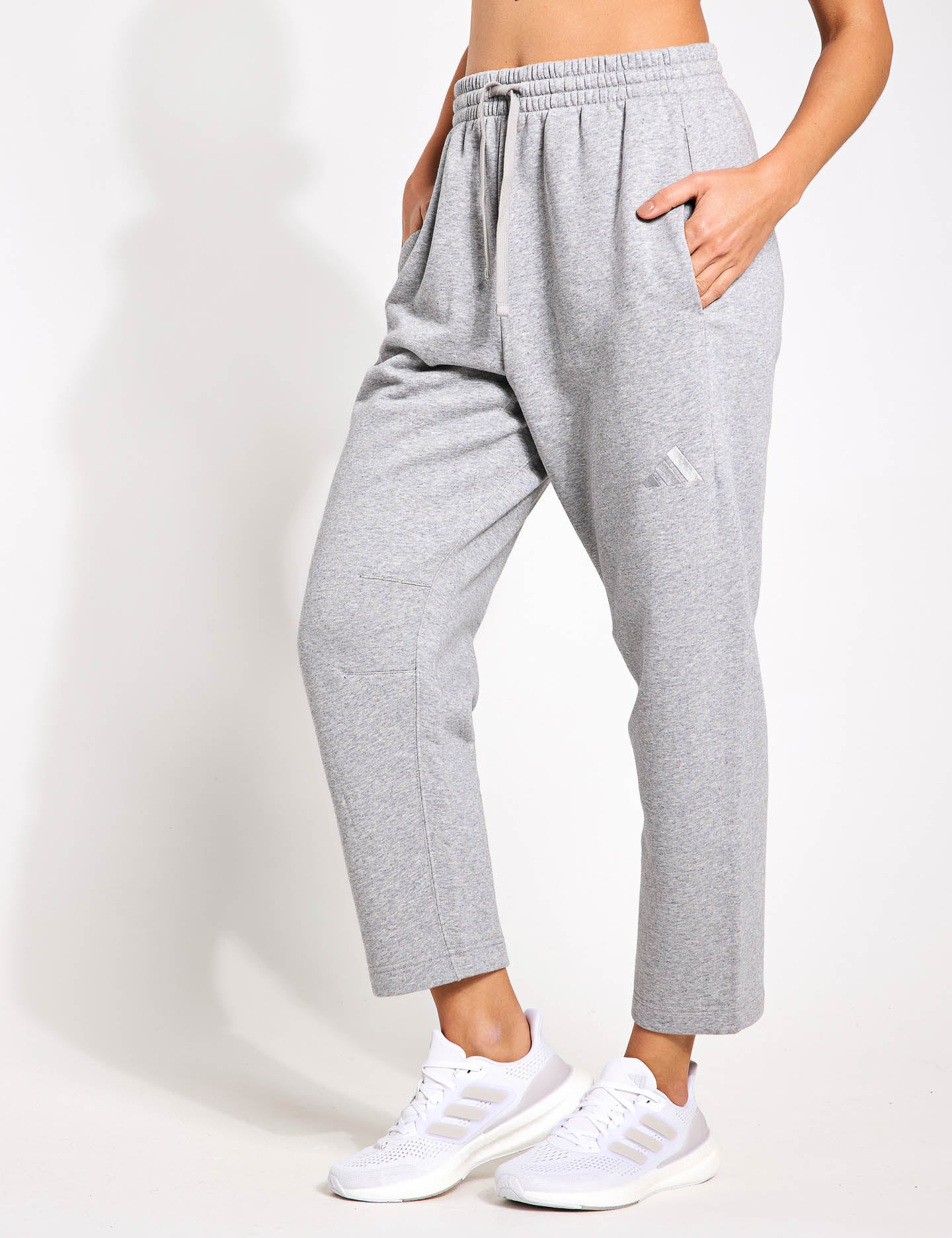 ALL SZN Fleece Barrel Leg Joggers for Women - Medium Grey Heather - Cozy Lounge Pants for Yoga, Running & Home Relaxation
